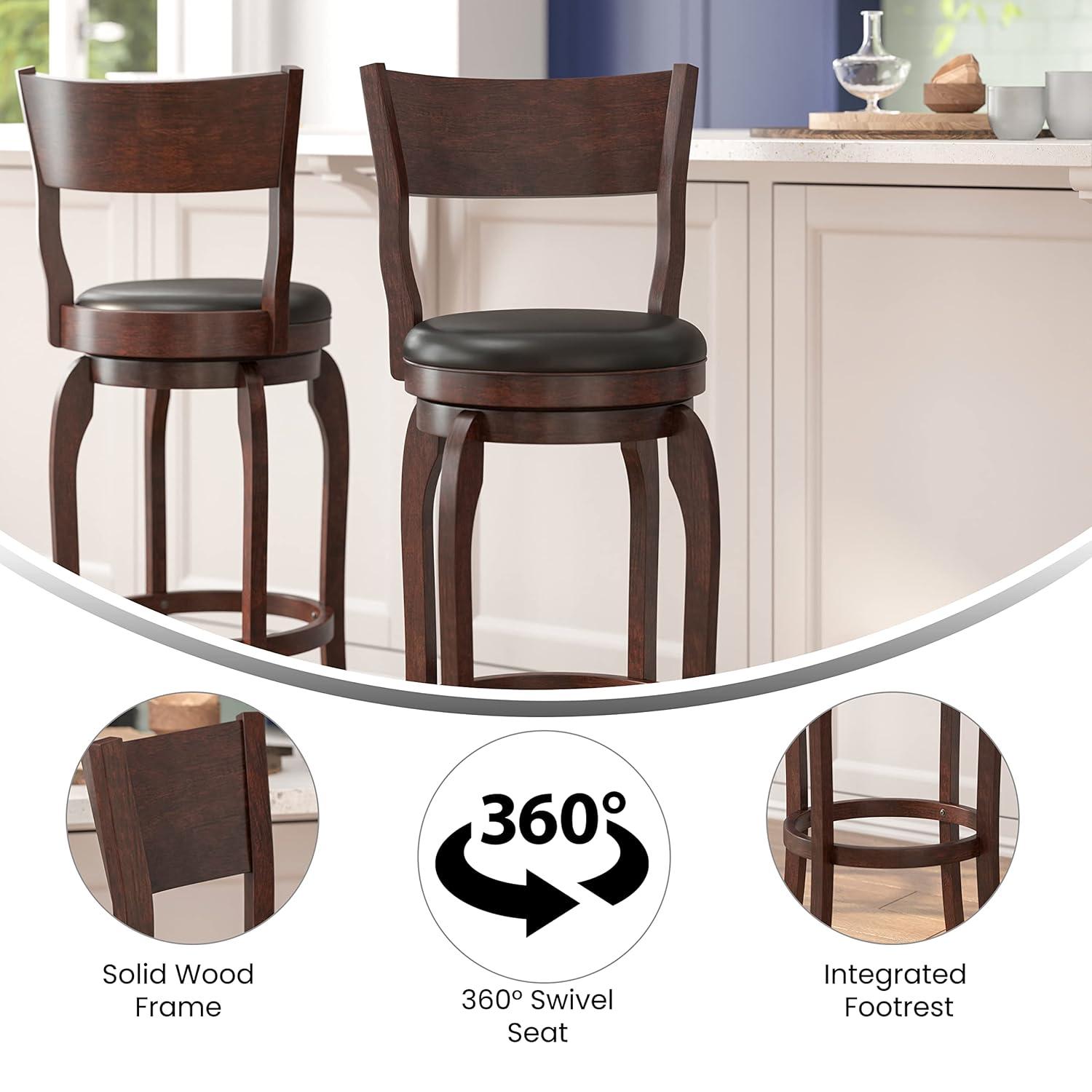 Taylor & Logan Enola Classic Wooden Dining Stool With Bowed Frame And Upholstered Seat