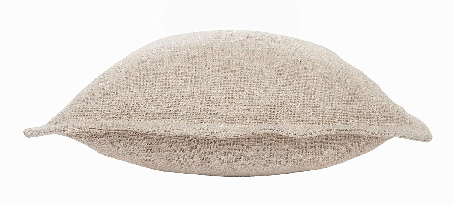 Ox Bay 20" x 20" Hand-Woven Beige Solid Organic Cotton Pillow Cover