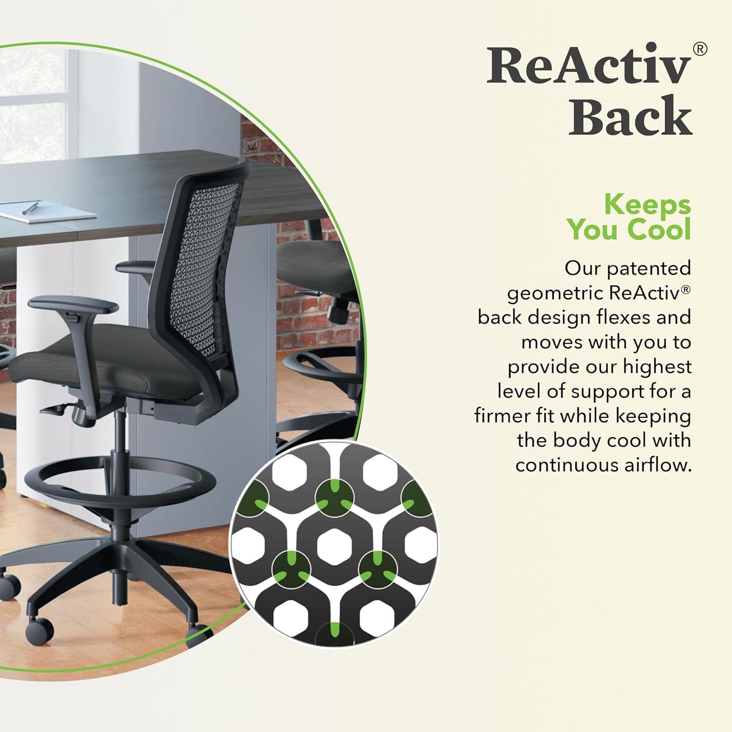 HON SVSR1ACLC10T Solve Mid-Back Task Stool with ReActiv Back