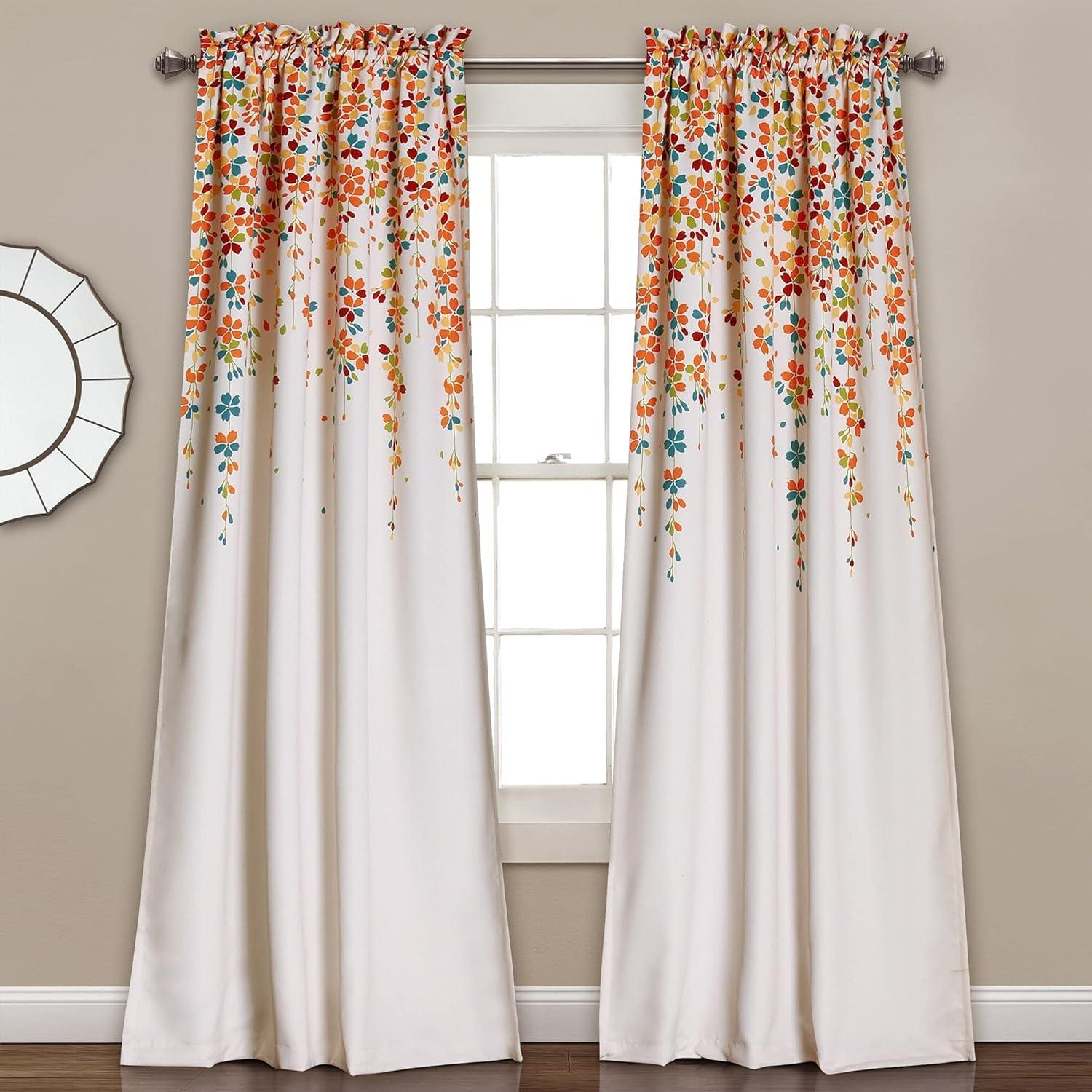 Lush Decor Weeping Flowers Floral Room Darkening Thermal Rod Pocket Curtain Panels (Set of 2)