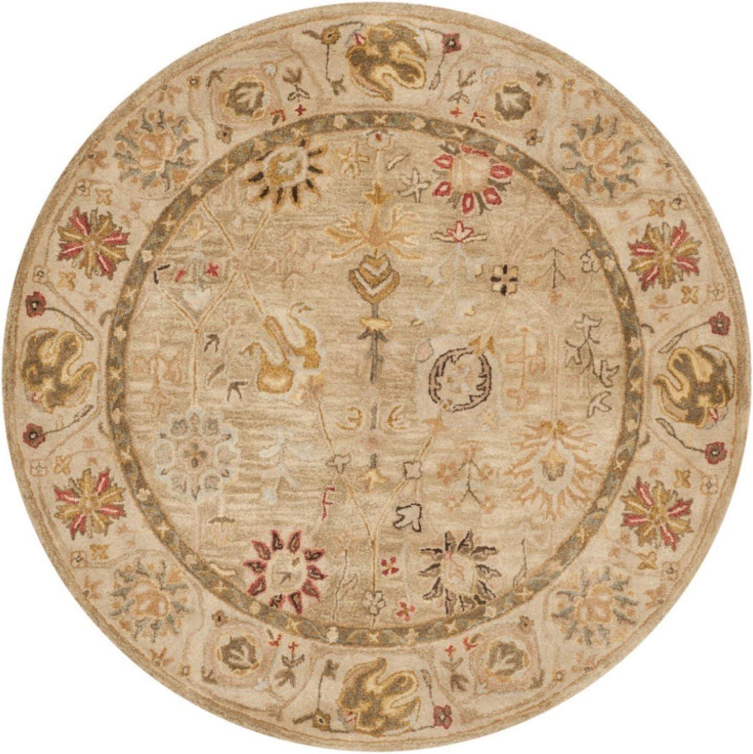 SAFAVIEH Antiquity Whitaker Floral Bordered Wool Area Rug, Taupe/Beige, 9'6" x 13'6"