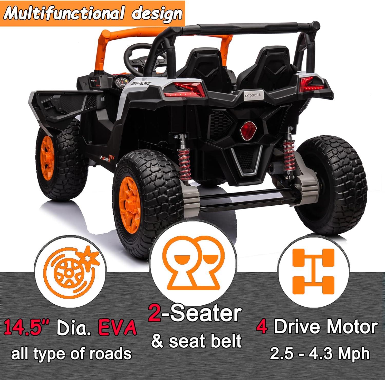 NITIVINK 2 Seater Ride on UTV Car, Licensed Can-Am Electric Off-Road Car, 4WD Kids Truck w/Remote Control, 2 * 24V 7AH Batteries, 4 * 200W Motor, Orange