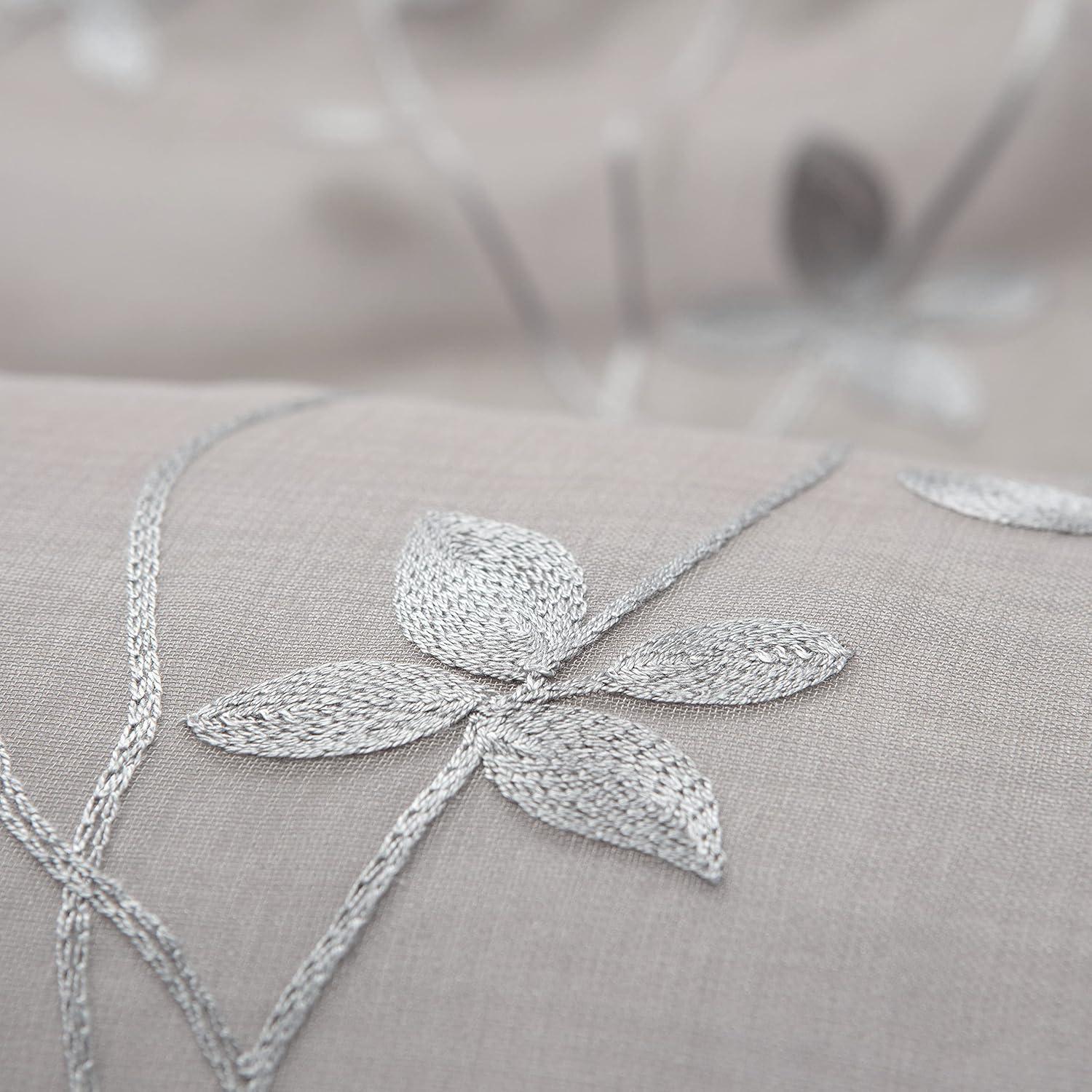 Chanasya 2pk Embroidered Vine Sheer Window Curtain Panels - Set of 2 - 52 x 96 Inches Long - Taupe