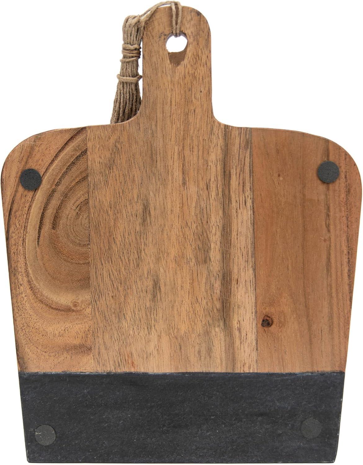 Small Black Wood, Marble & Jute Cutting Board - Foreside Home & Garden