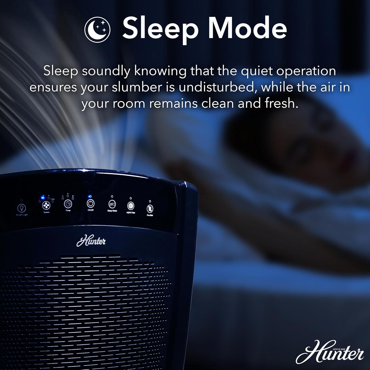 Hunter HP800 Air Purifiers for Home Large Room and Bedroom. True HEPA Air Purifier for Pets, Odors, Allergens, Smoke, Dust, VOC's.