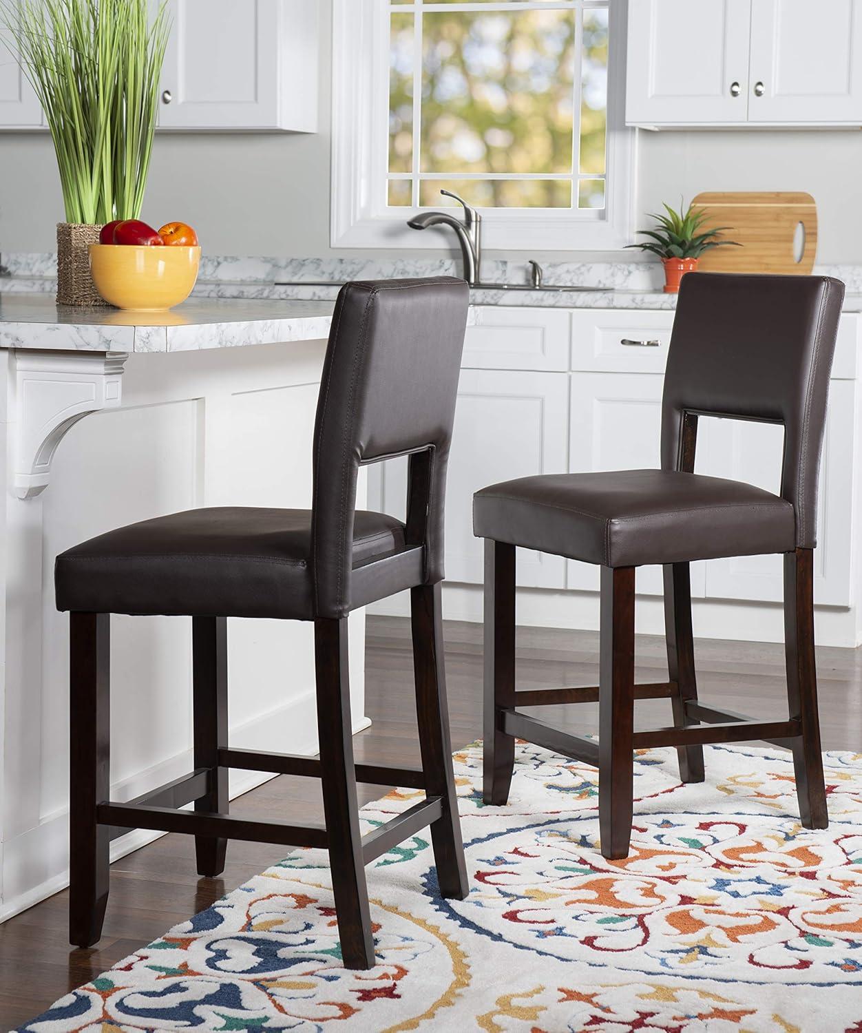 24" Vega Padded Counter Height Barstool with Ergonomic Footrest & Espresso Finish - Linon
