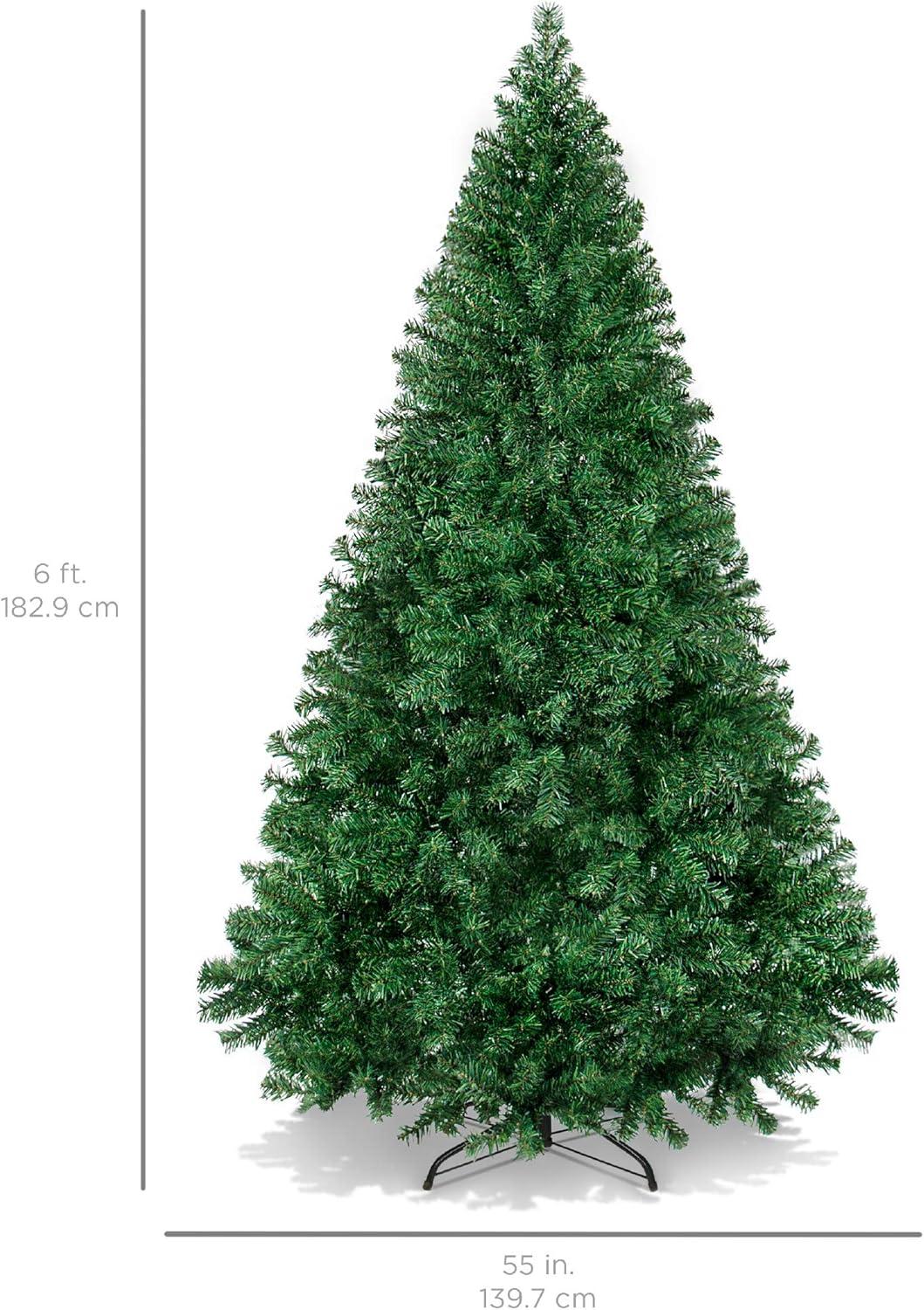 SUGIFT 6ft Premium Artificial Christmas Tree Pine Hinged Xmas Tree W/1000 Branch Tips & Metal Stand