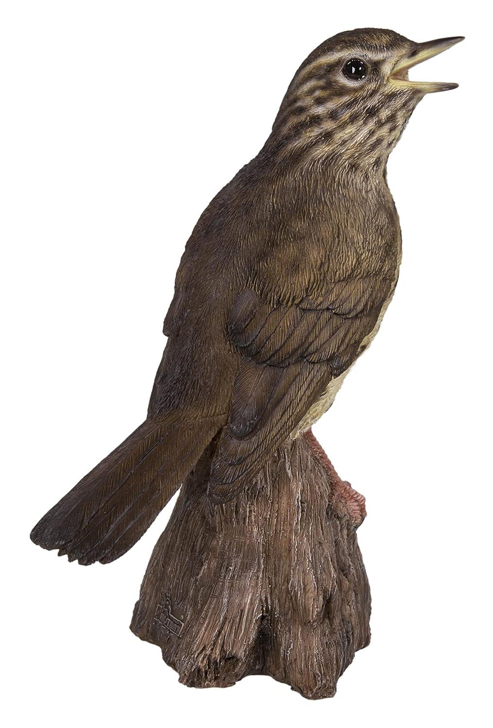 Songbird Standing on Stump Statue
