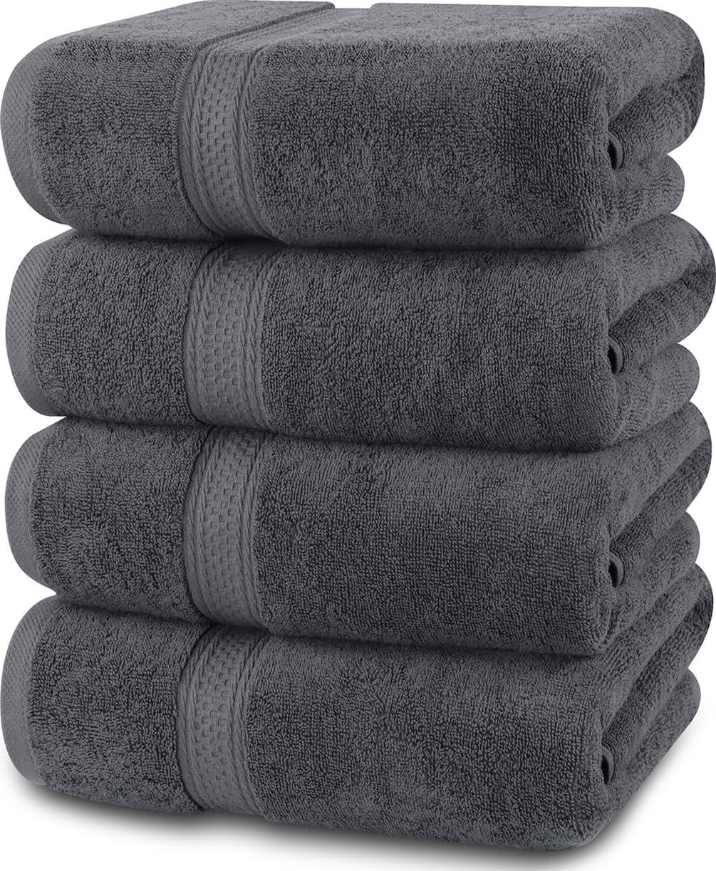 Soft Textiles Bath Towel 4 Pack 100% Cotton Ring Spun Bath Towels Set 27x54 Inches