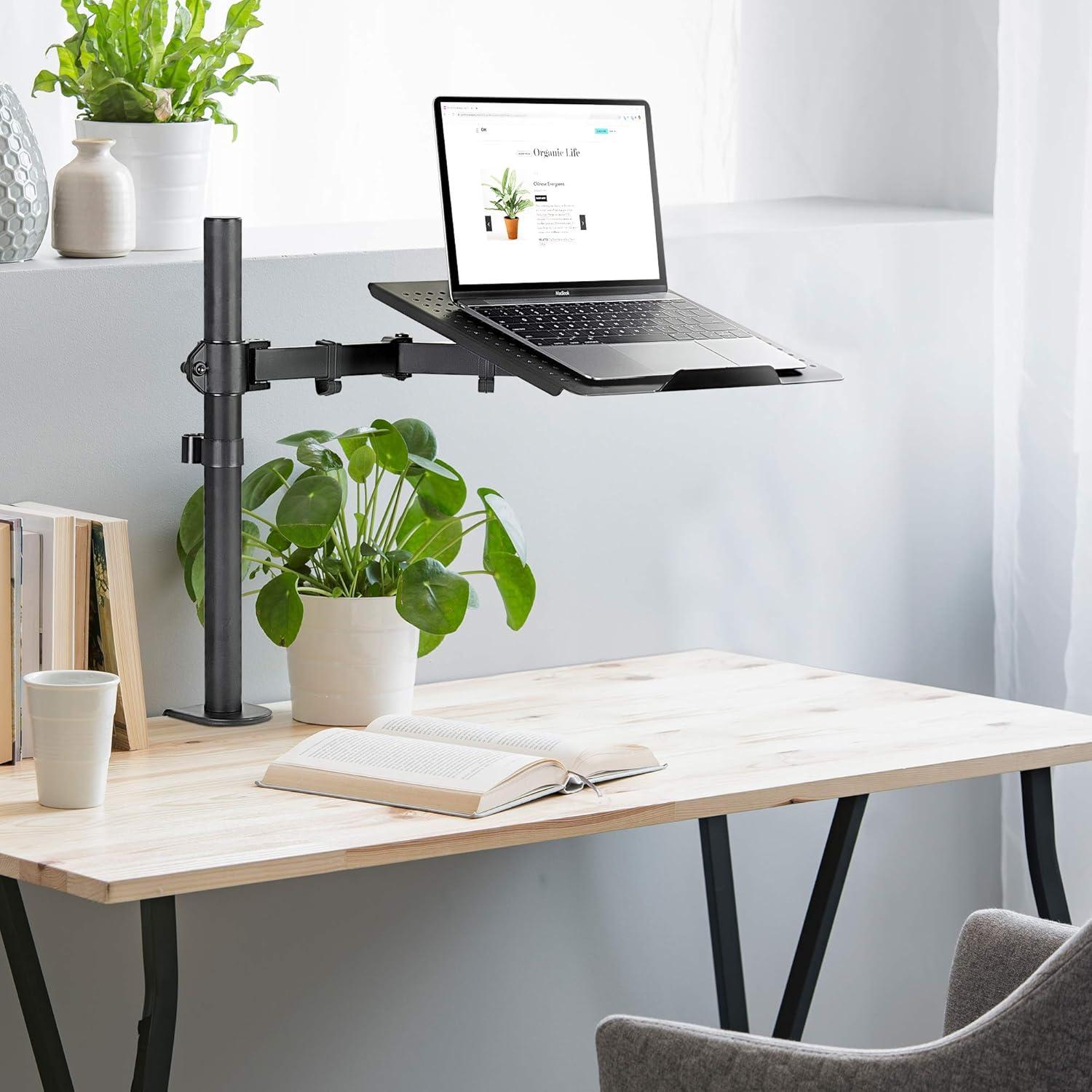 Mount-it Mount-It Height Adjustable Laptop Desk Stand with Articulating Vented Laptop Tray Mount & C-Clamp