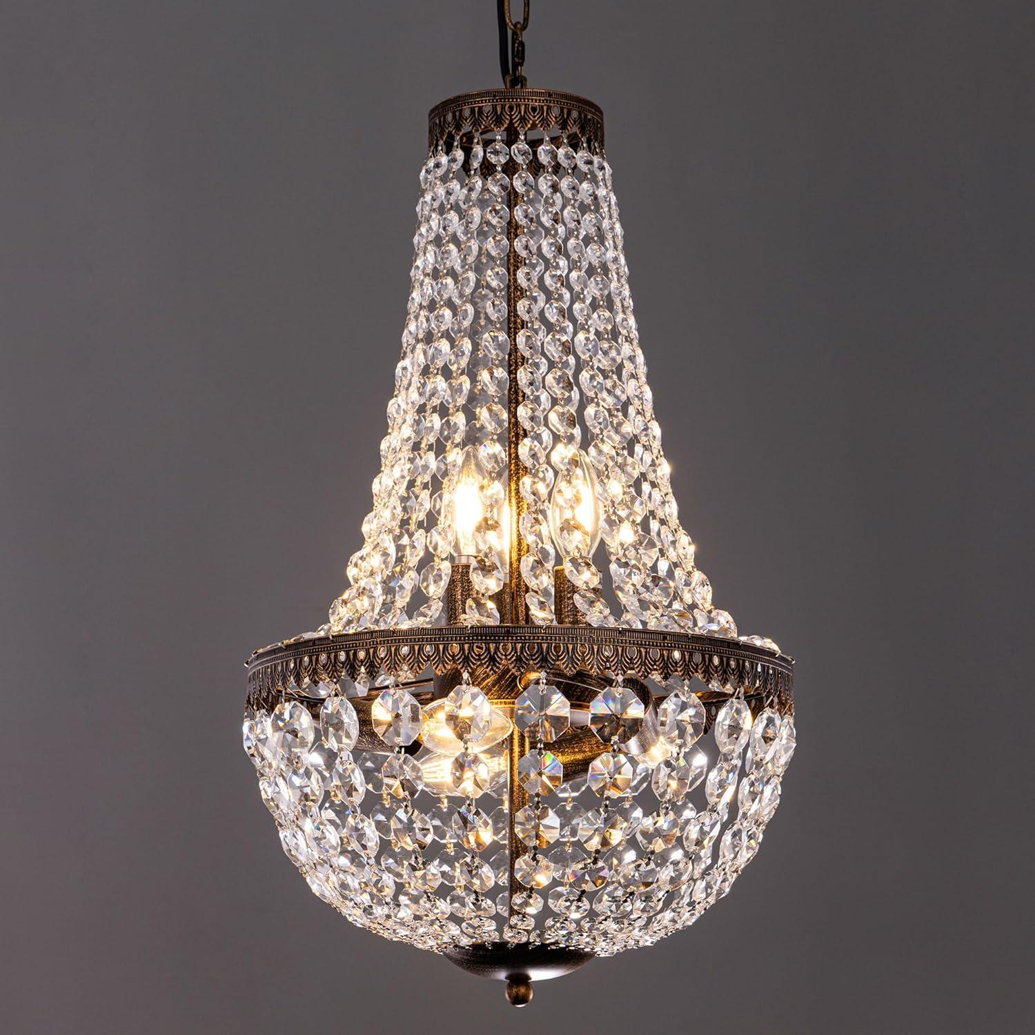 Edvivi Lighting Antique Bronze 6-Light Empire Chandelier with Crystal - Antique Bronze