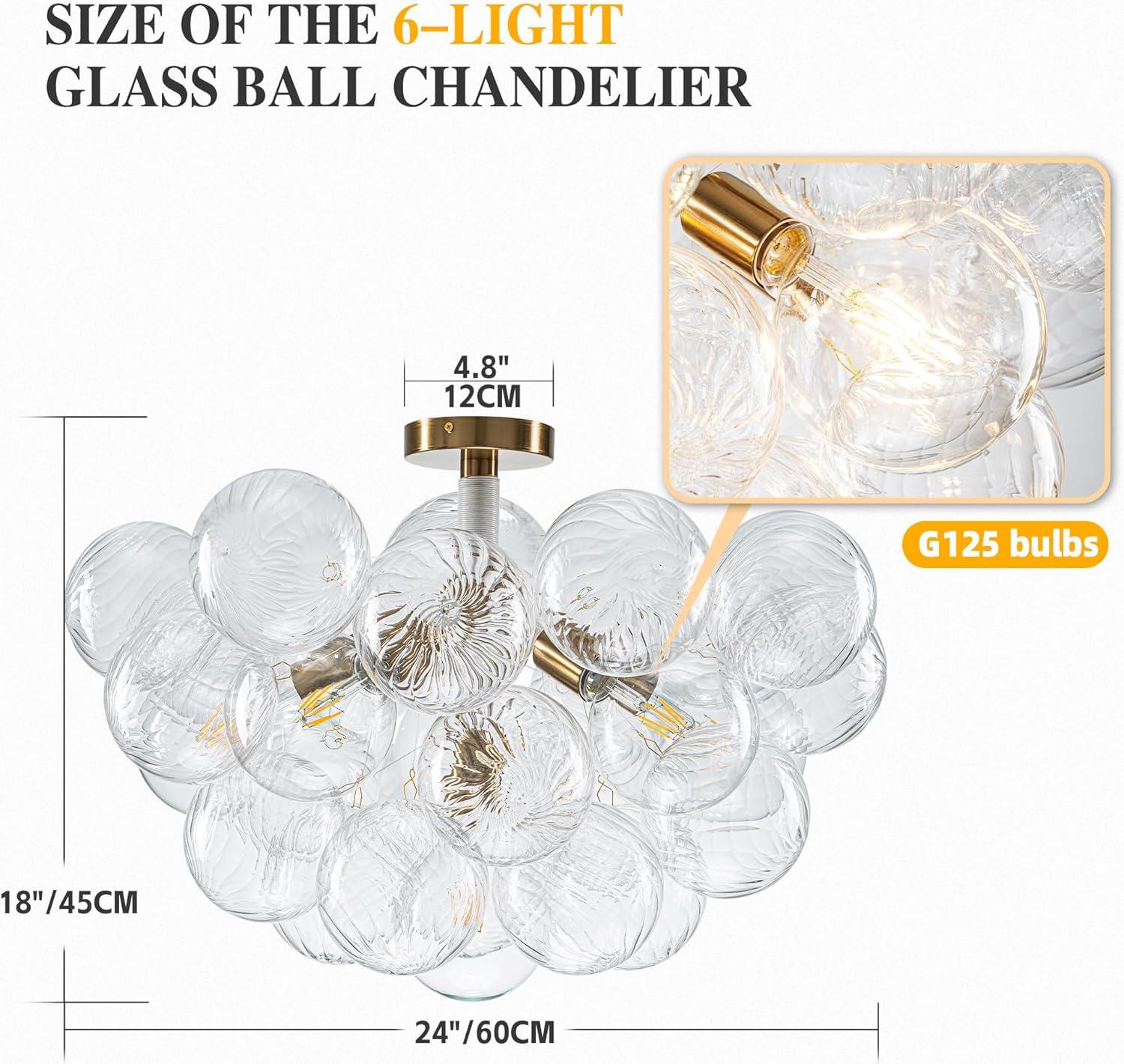 Contemporary 6 - Light Glass Bubble Semi Flush Mount