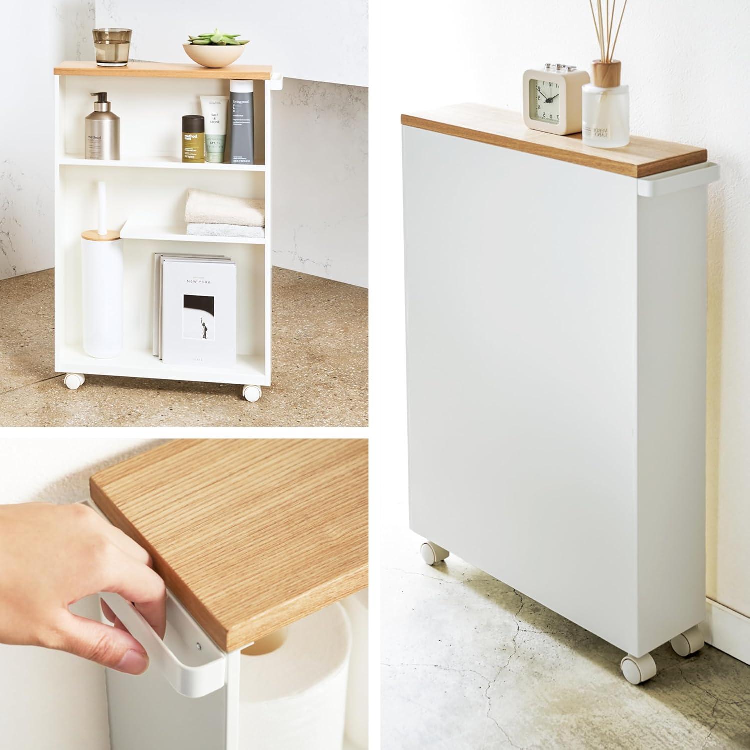 Yamazaki White Rolling Bathroom Cart