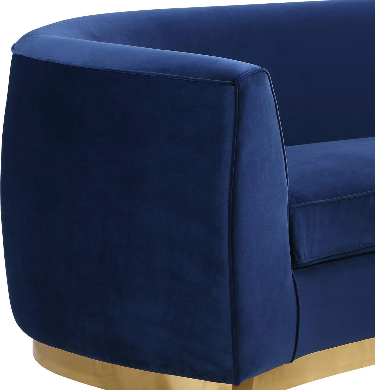 Julian Navy Velvet Loveseat with Gold Base