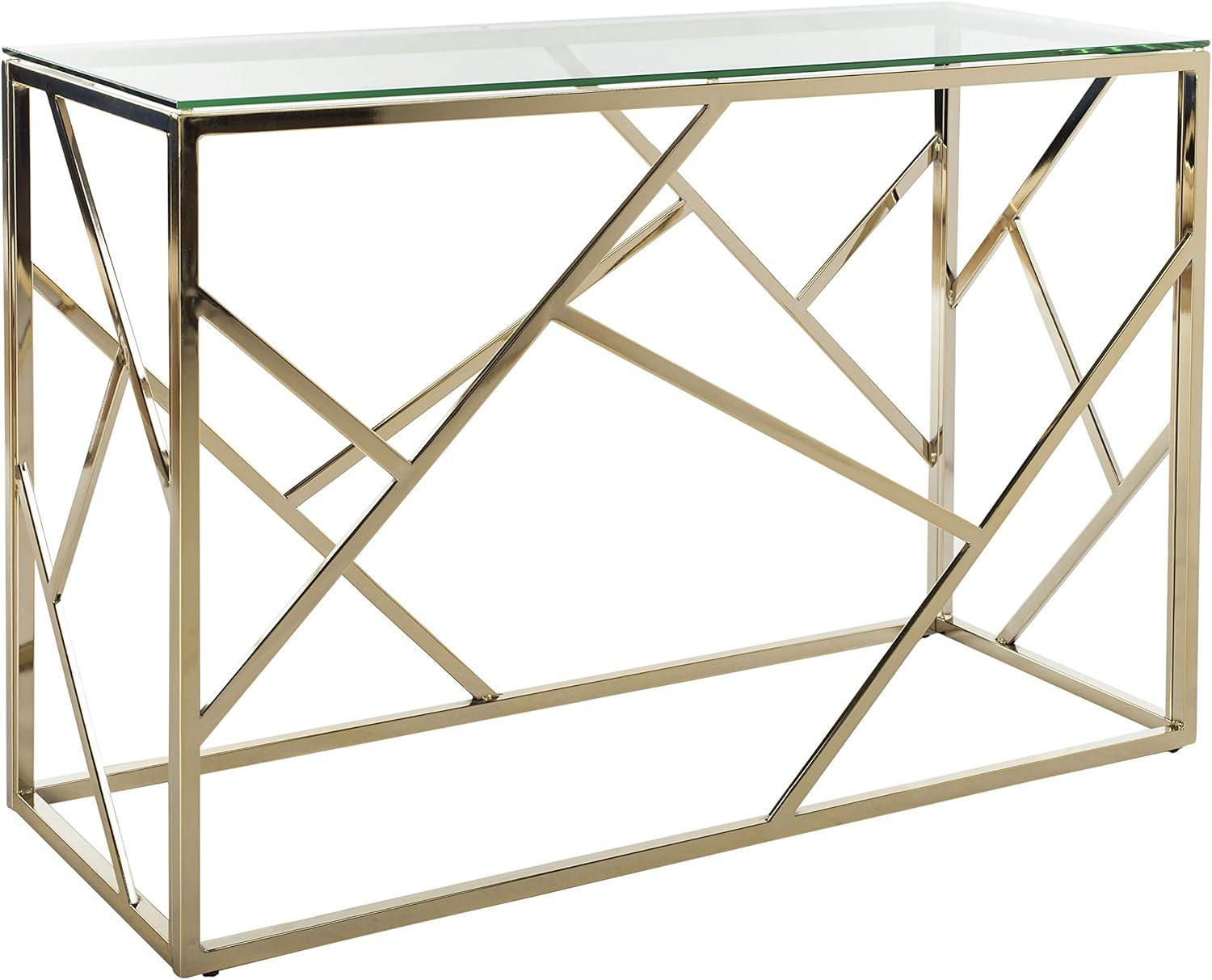 SAFAVIEH Namiko Modern Glam Console Table, Brass/Glass Top