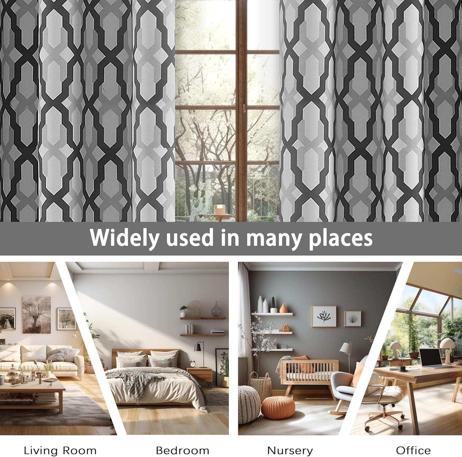 DriftAway Mason Thermal Blackout Grommet Window Curtains Geometric Trellis Pattern 2 Panels