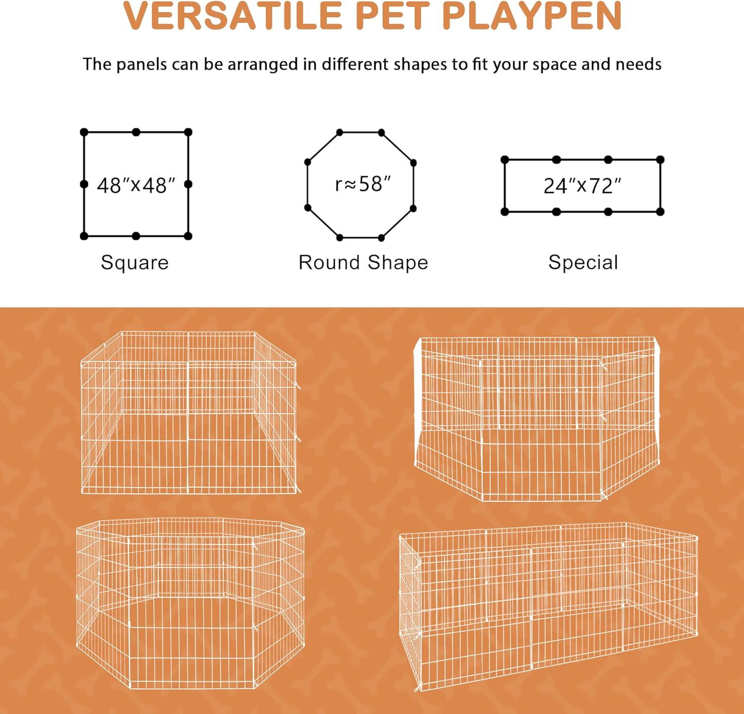 BestPet Puppy Pet Playpen 8 Panel Indoor Outdoor Metal Protable Folding Animal Exercise Dog Fence