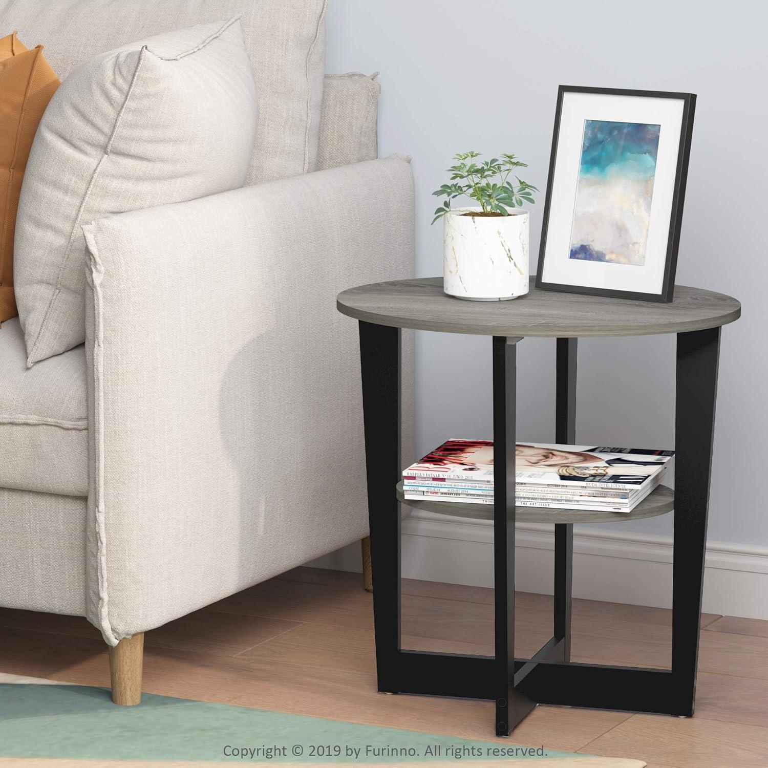 JAYA Oval End Table, French Oak Grey & Black