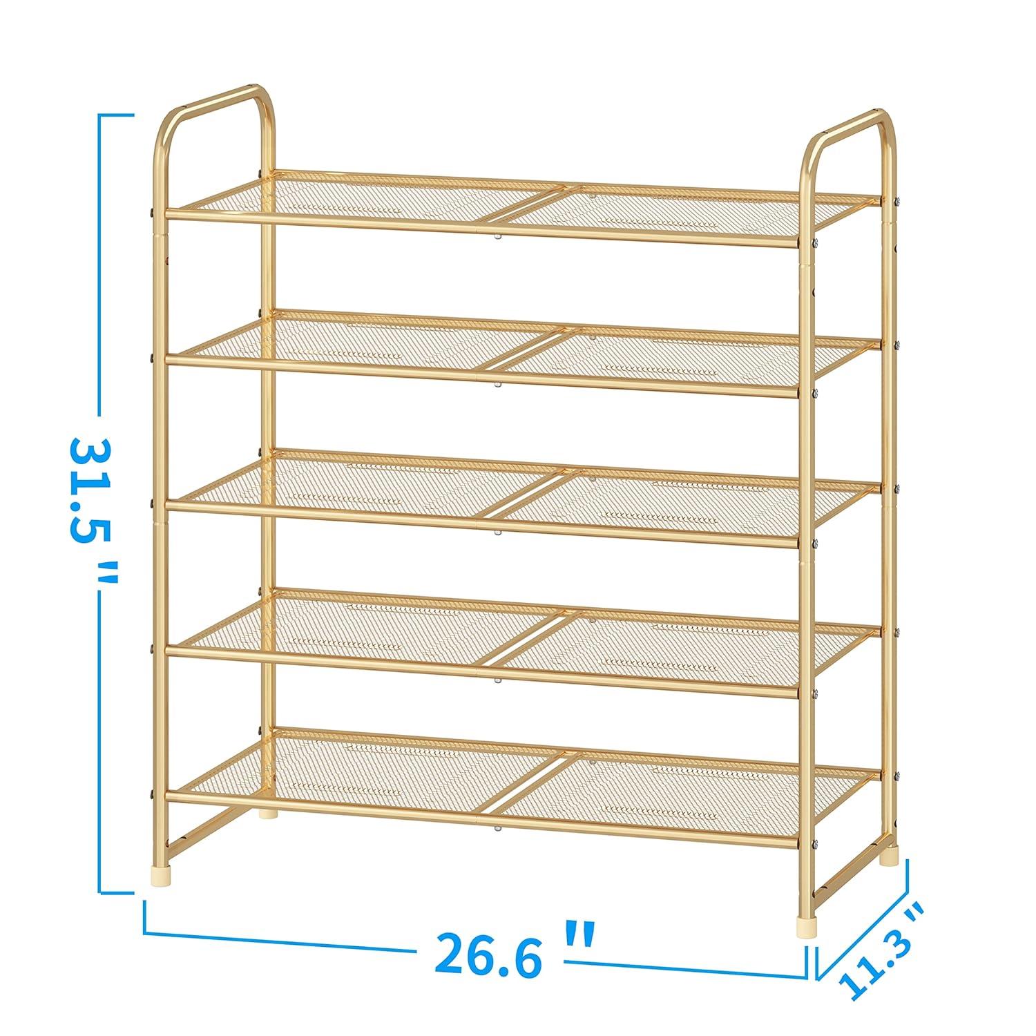 Rebrilliant 5-Tier Stackable Shoe Rack, Expandable & Adjustable Shoe Organizer Storage Shelf