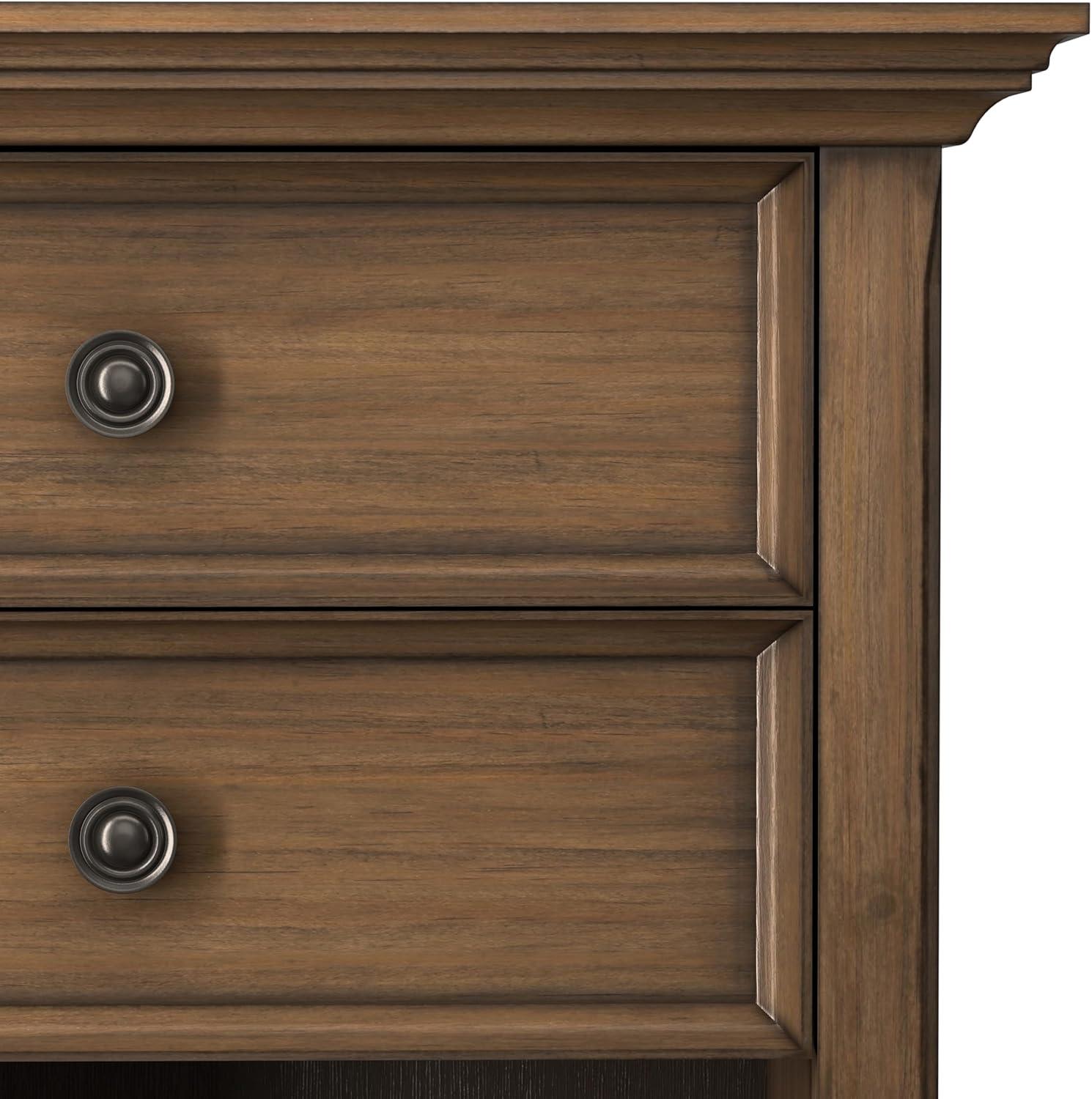 Simpli Home Amherst 24"W 2-Drawer Solid Wood Nightstand with Open Shelf