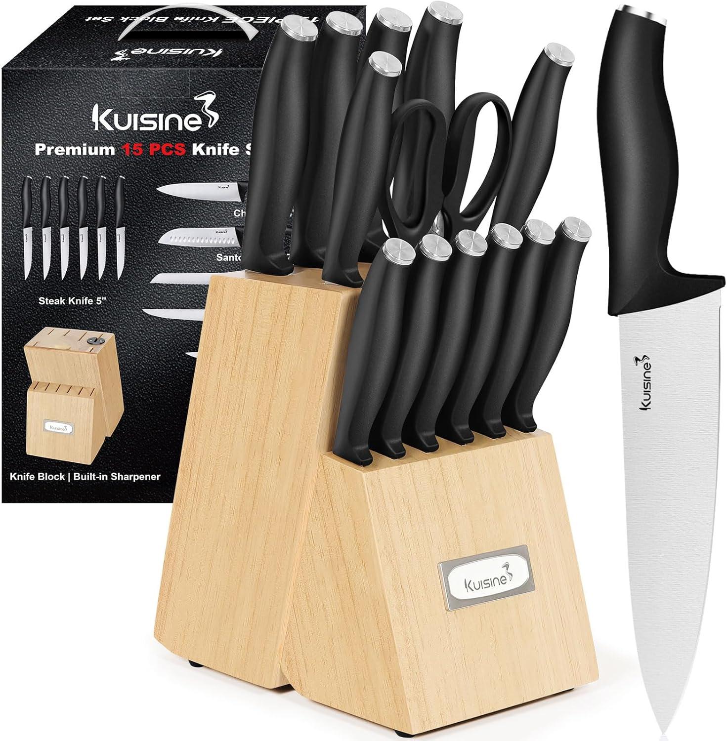 kuisine Kuisine 15 Piece Stainless Steel Knife Block Set