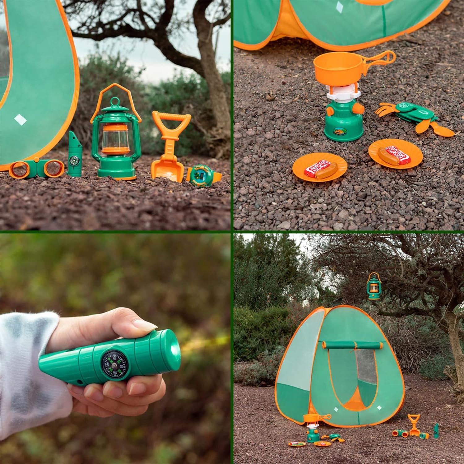 Fun Little Toys Camping Tent with Tools and Food, 18 pcs