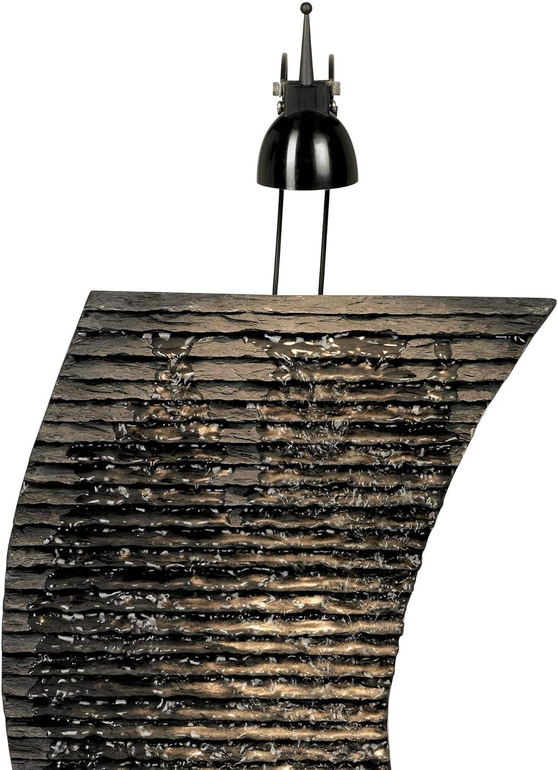 John Timberland Water Ripple Japanese Zen Waterfall Ripple Indoor Tabletop Fountain with Light 17 1/4" for Table Office Desk Home Bedroom Living Room