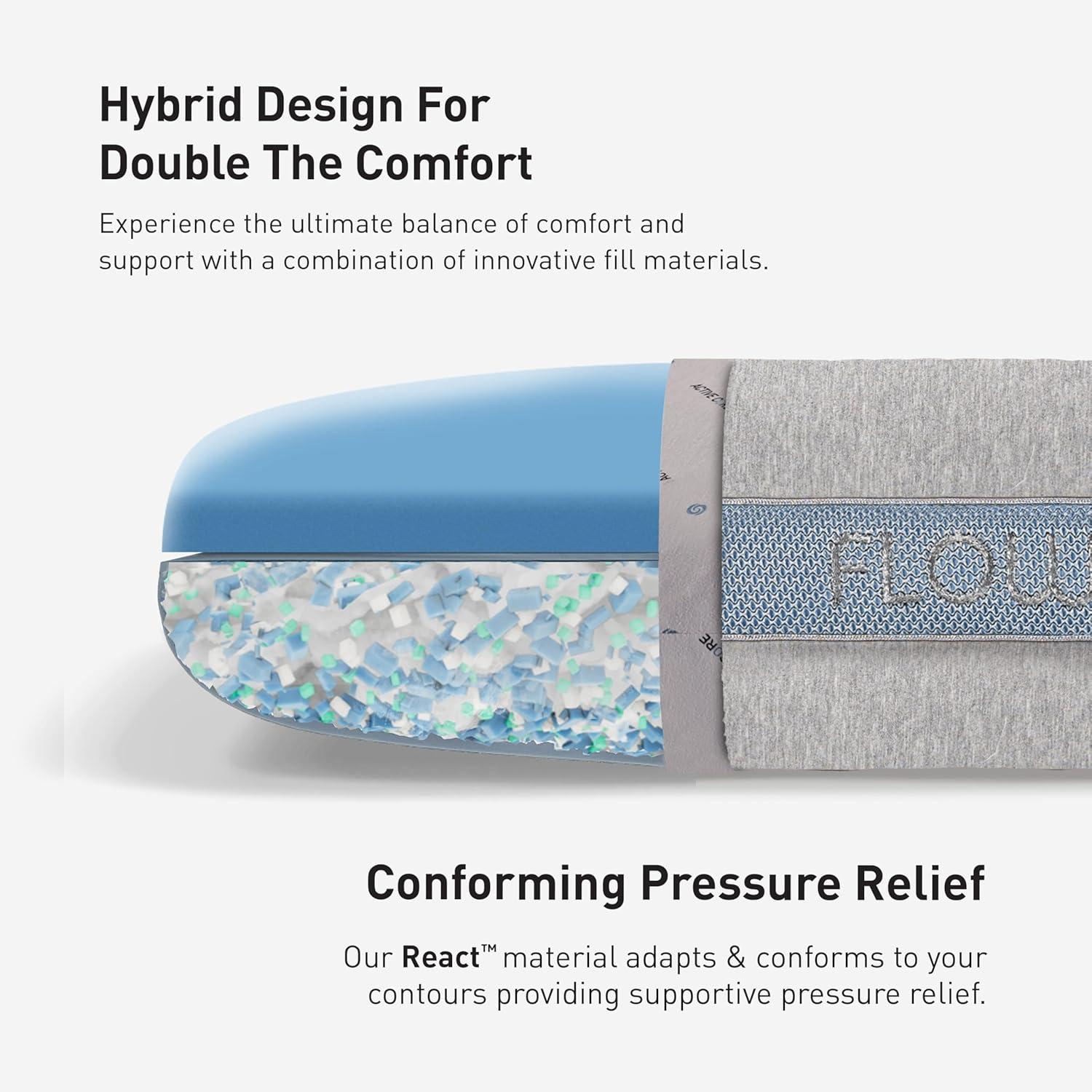 Bedgear Bedgear Flow Performance Pillow - Breathable Bed Pillow - Medium - Washable Cover