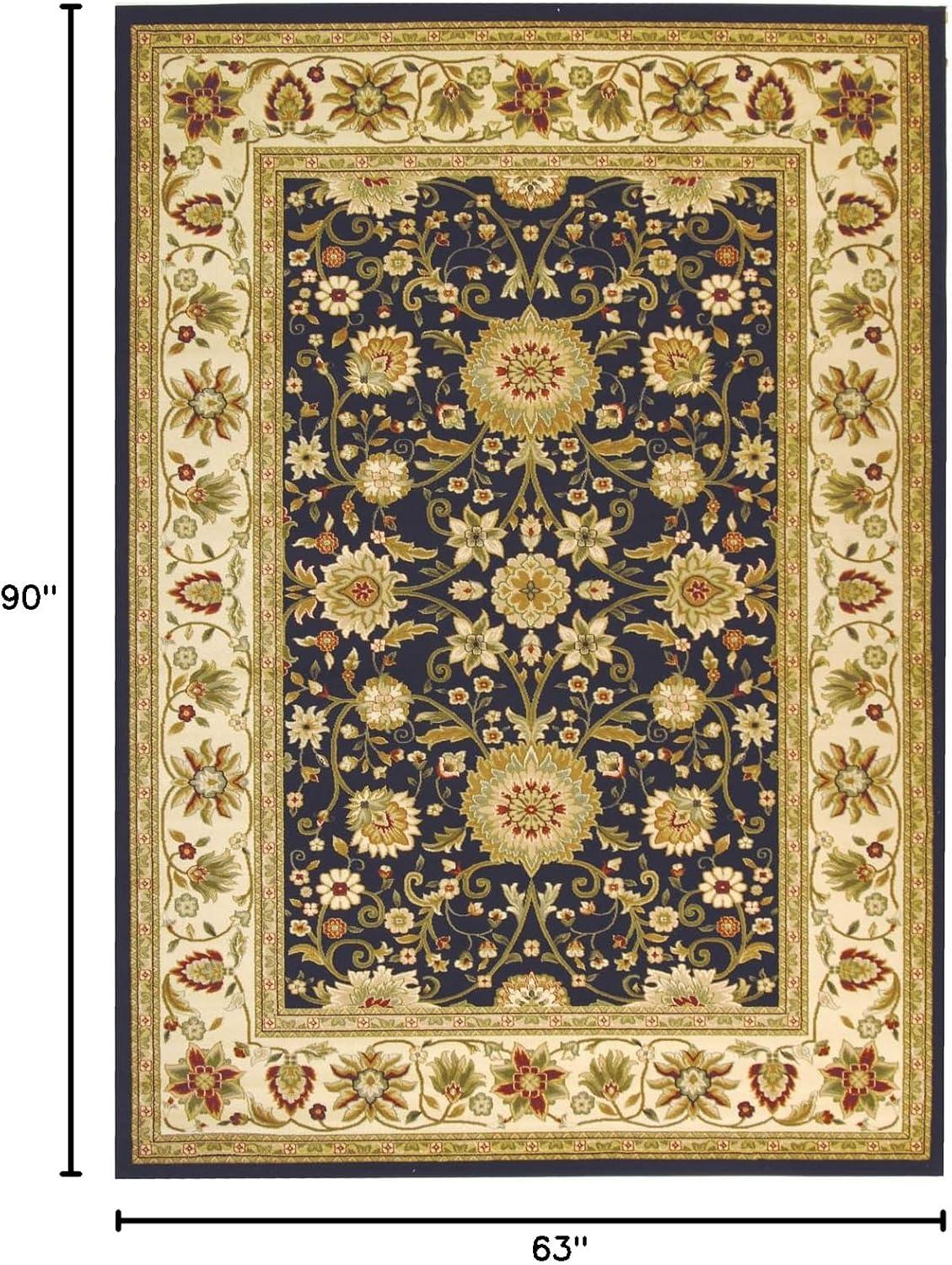 SAFAVIEH Lyndhurst Victoria Traditional Floral Area Rug, Black/Ivory, 5'3" x 7'6"