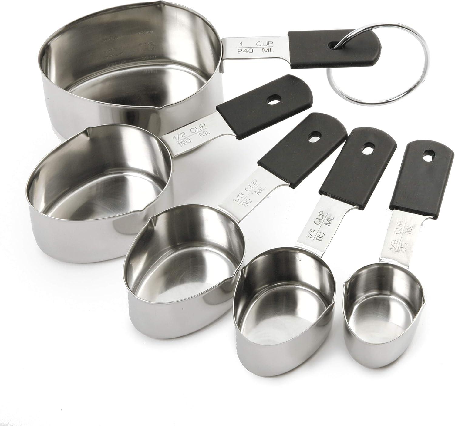 Grip-Ez Stainless Steel Measuring Cups with Non-Slip Handles, 5-Piece Set