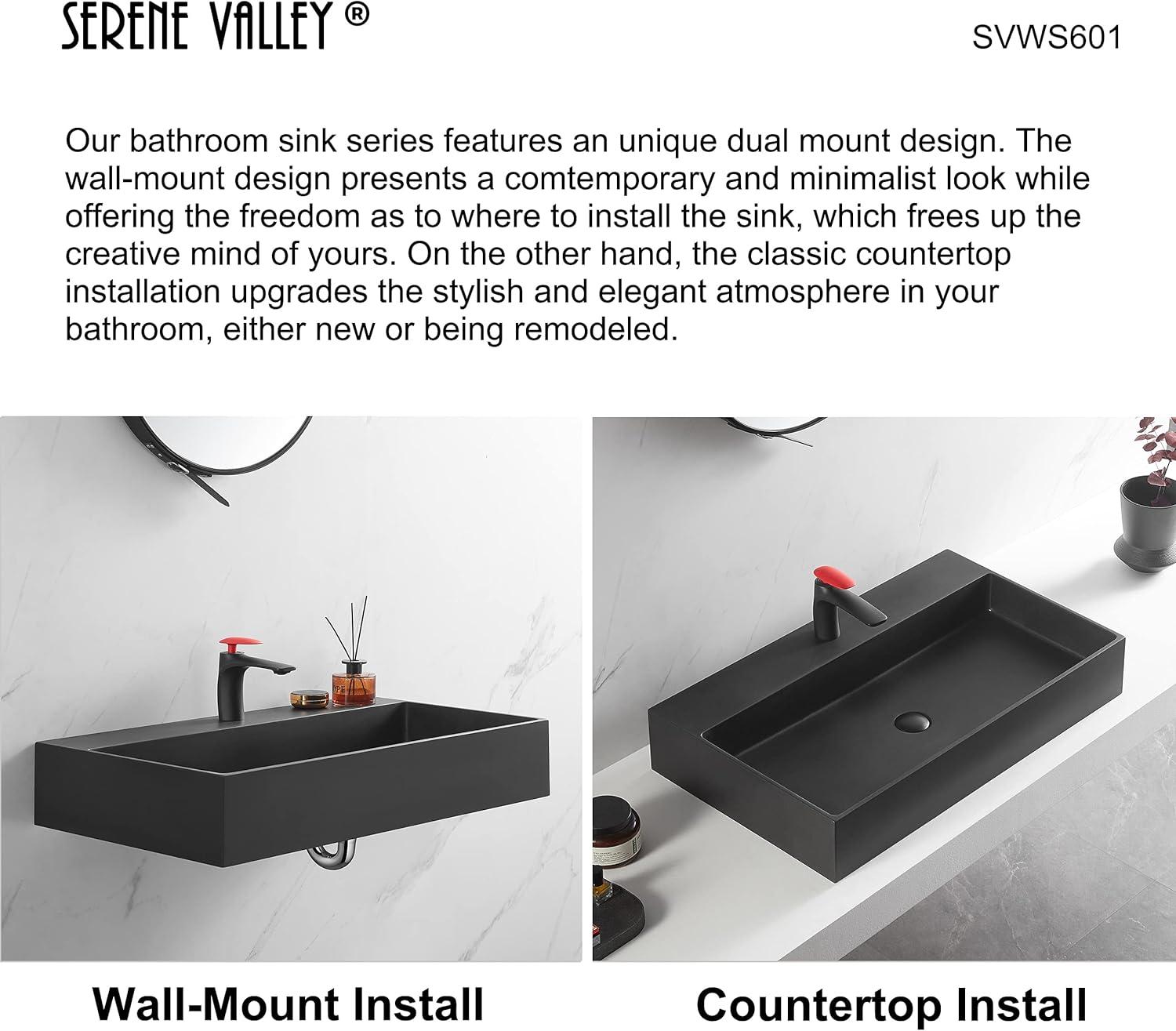 Serene Valley 18.9'' Solid Surface Square Bathroom Sink