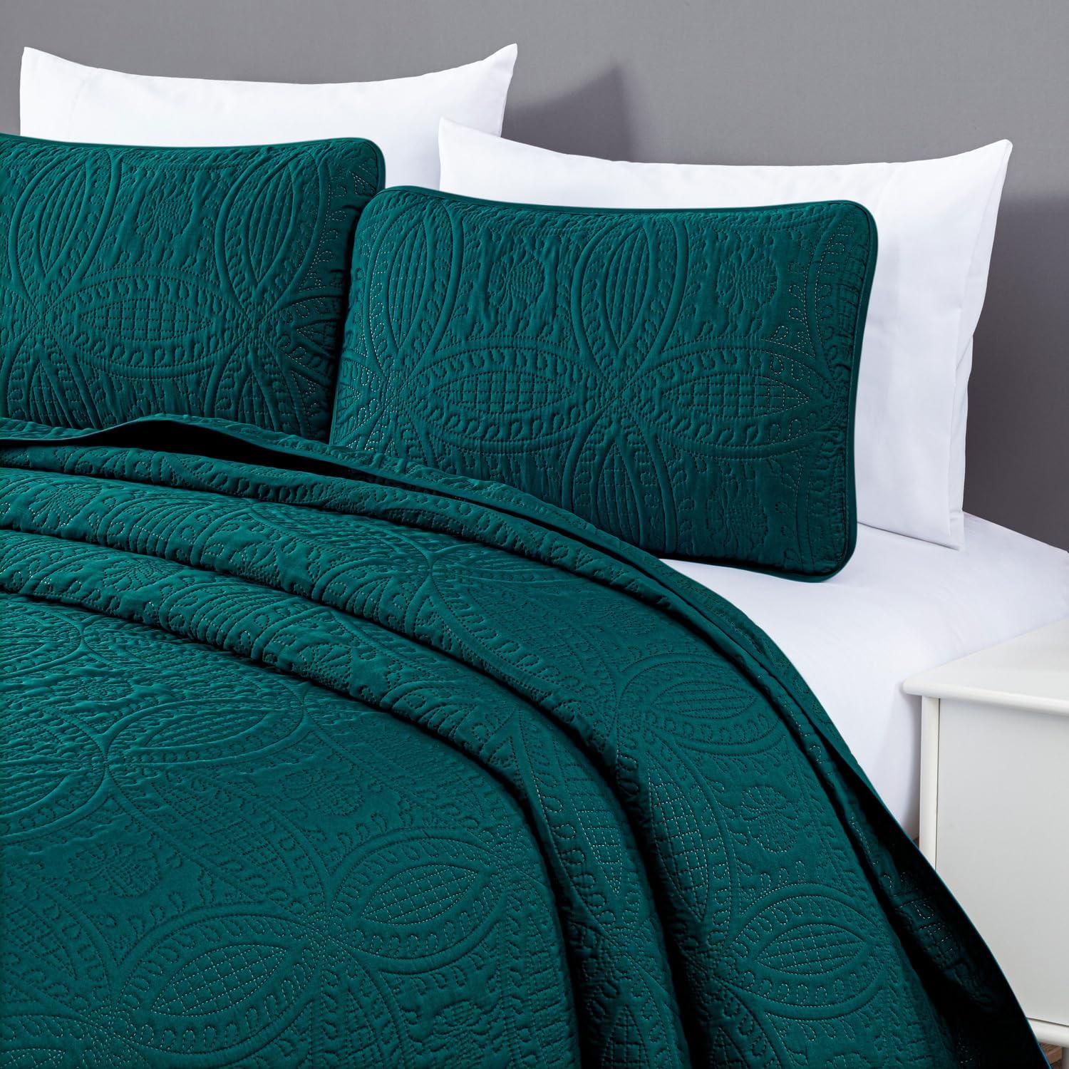 Chezmoi Collection Austin Microfiber Reversible 3-Piece Coverlet / Bedspread Set