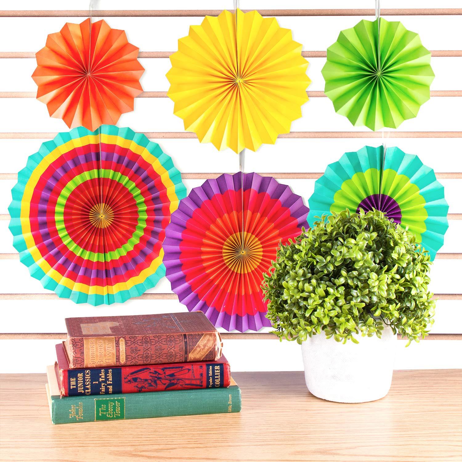 Super Z Outlet Paper Fan Mexican Fiesta/Cinco De Mayo/Carnival/Taco Tuesday Kids Party Hanging Decoration Supplies (12)