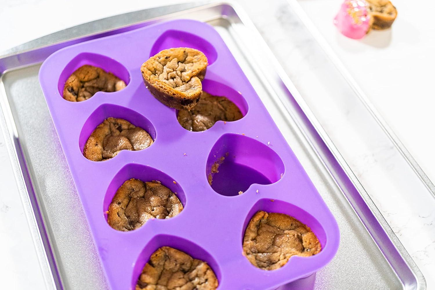 Bakerpan Silicone Heart Mold for Baking, Mini Cake Heart Pan - Set of 2