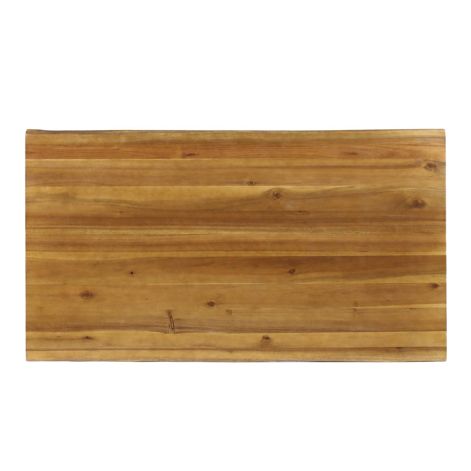 Sanibel Outdoor Acacia Wood Coffee Table with Rustic Metal Legs