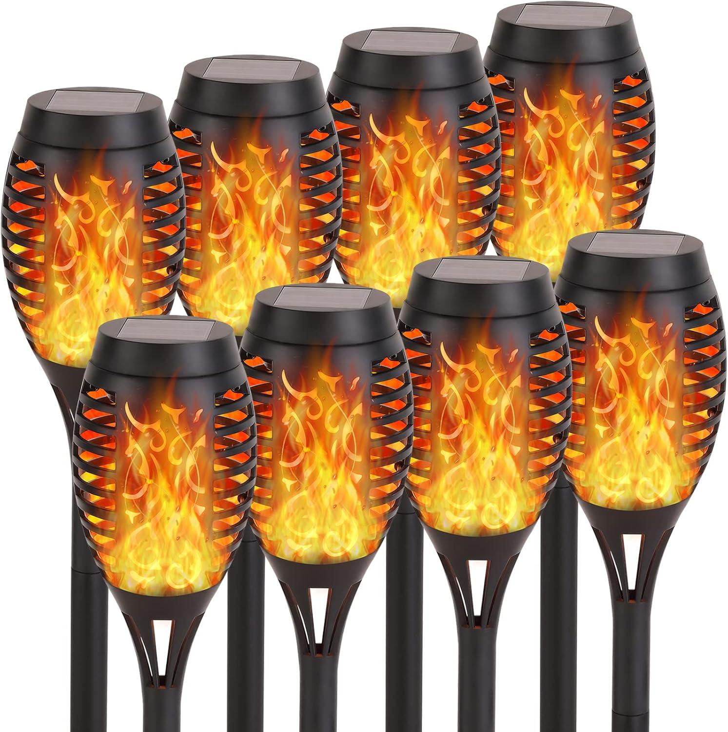 Solar Lights for Outdoor Torch Path Decor Landscape Lighting, Flickering Flame Waterproof 8 Pack