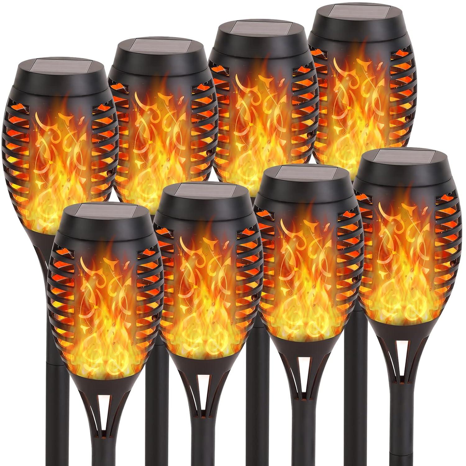 Solar Lights for Outdoor Torch Path Decor Landscape Lighting, Flickering Flame Waterproof 8 Pack