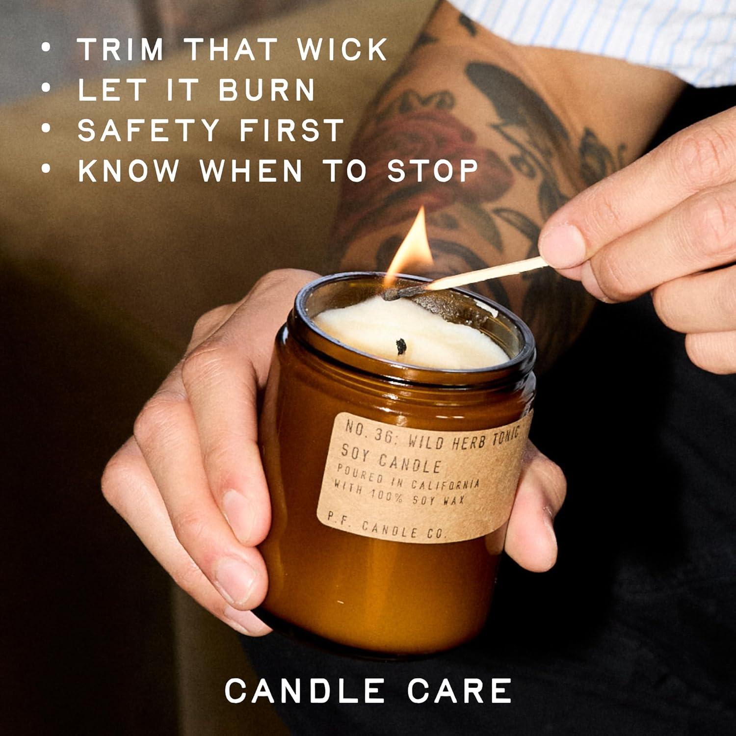 P.F. Candle Co. Large Candle - Golden Coast (12.5 oz Soy Wax, 60-70 Hour Burn Time, Amber Glass Jar)