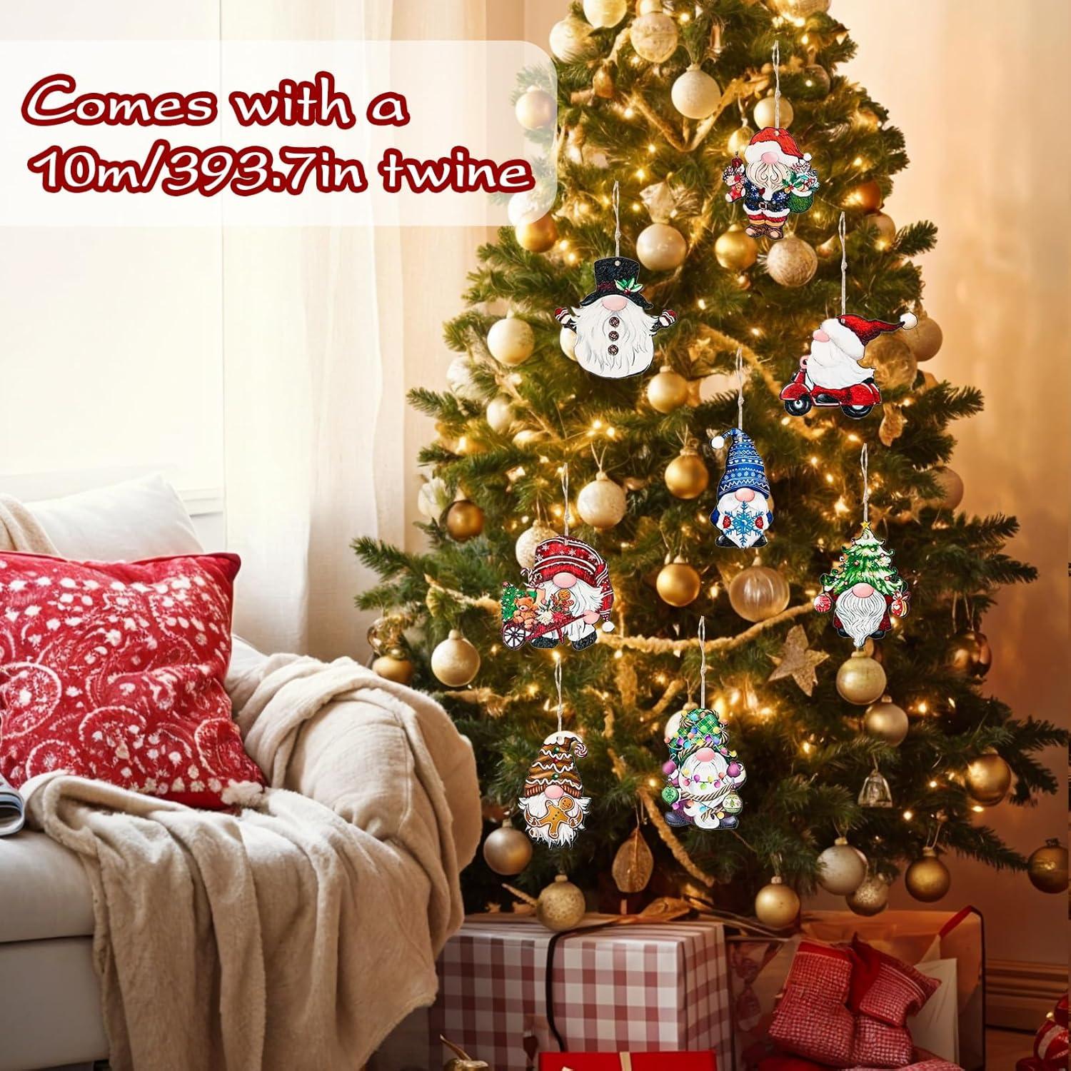 24pcs Gnome Christmas Ornaments Set - Festive Decorations with Wooden Gnomes for Tree Adornments & Ultimate Holiday Celebration Accessories