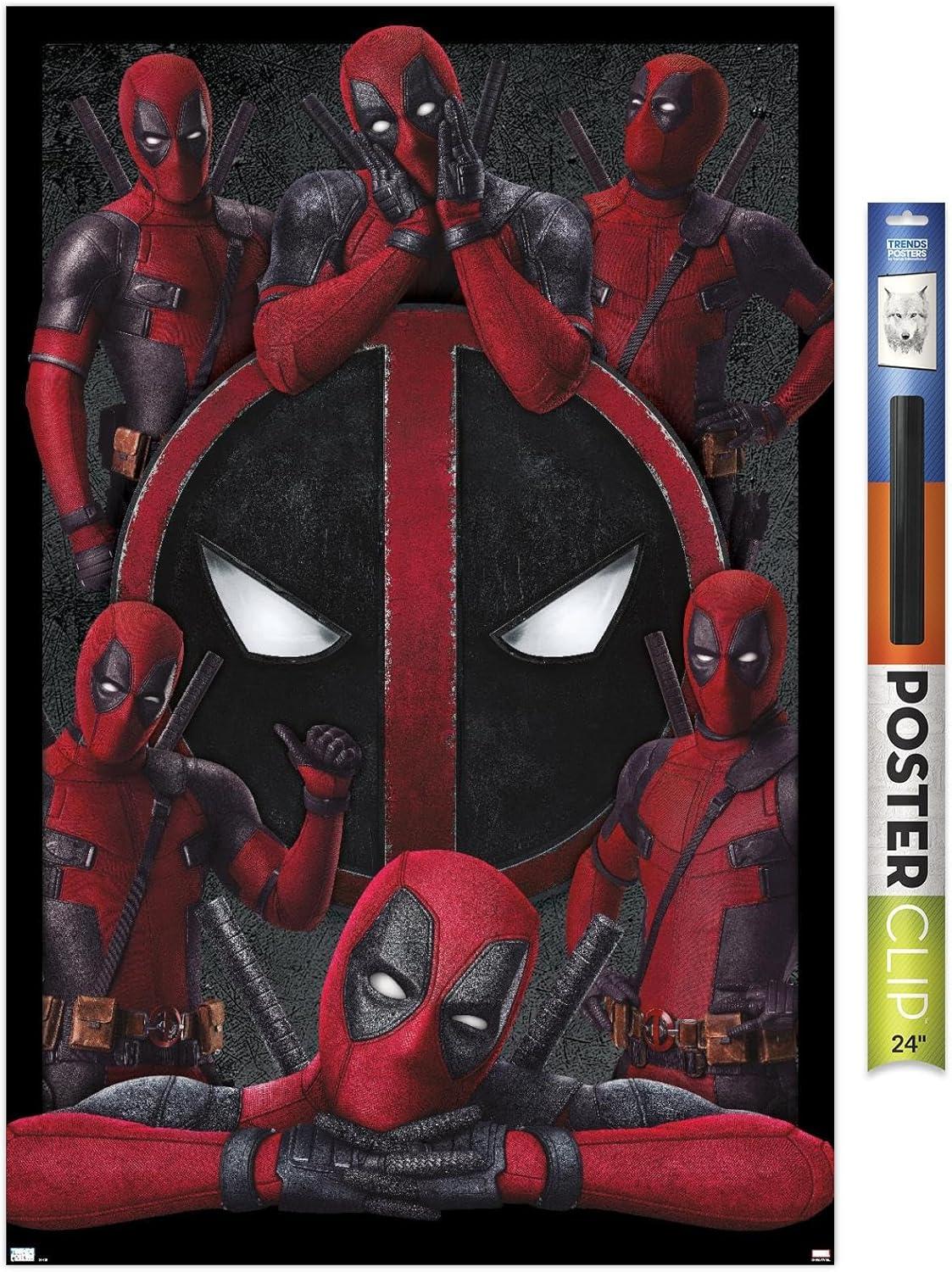 Marvel Deadpool Legacy Multicolor Collage Wall Poster with Clip