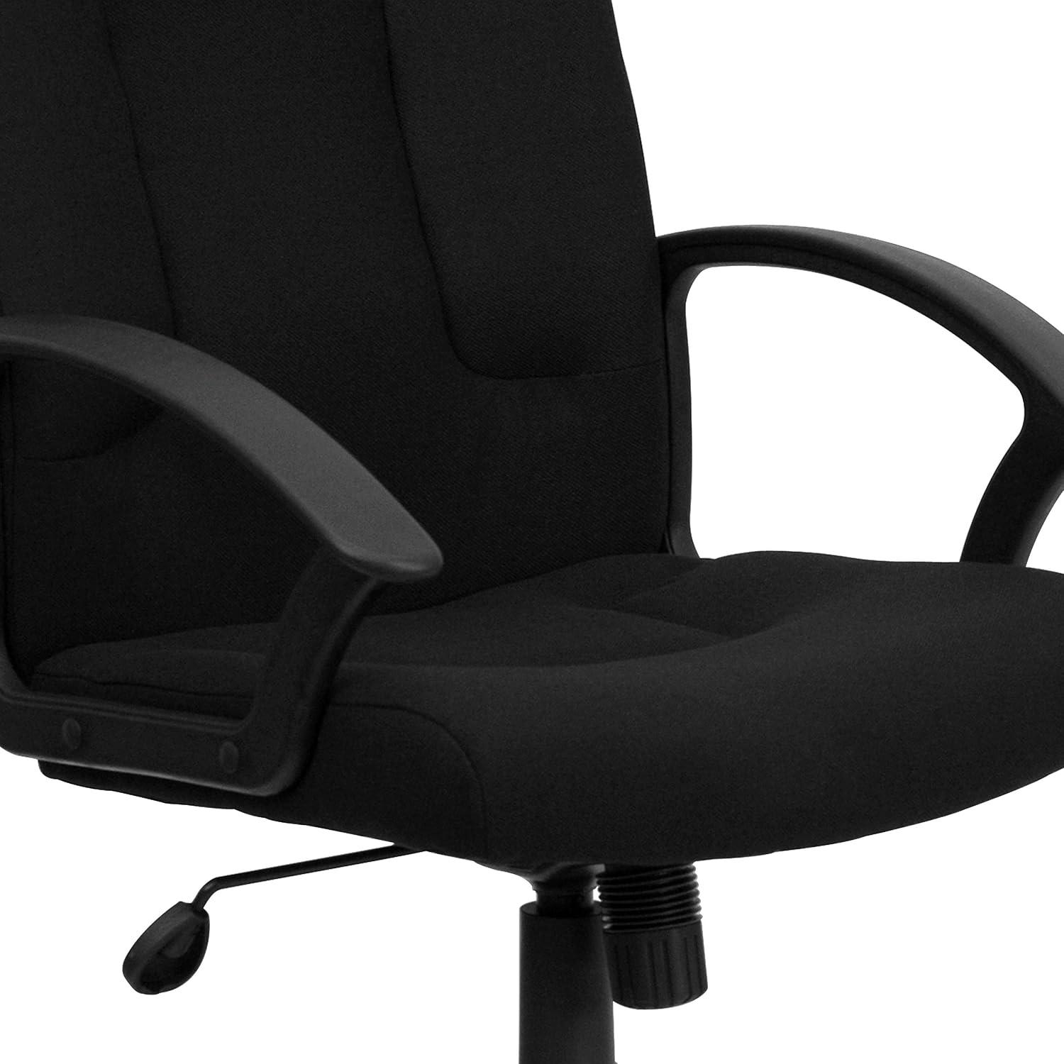 Mid-Back Black Fabric Executive Swivel Chair with Nylon Arms