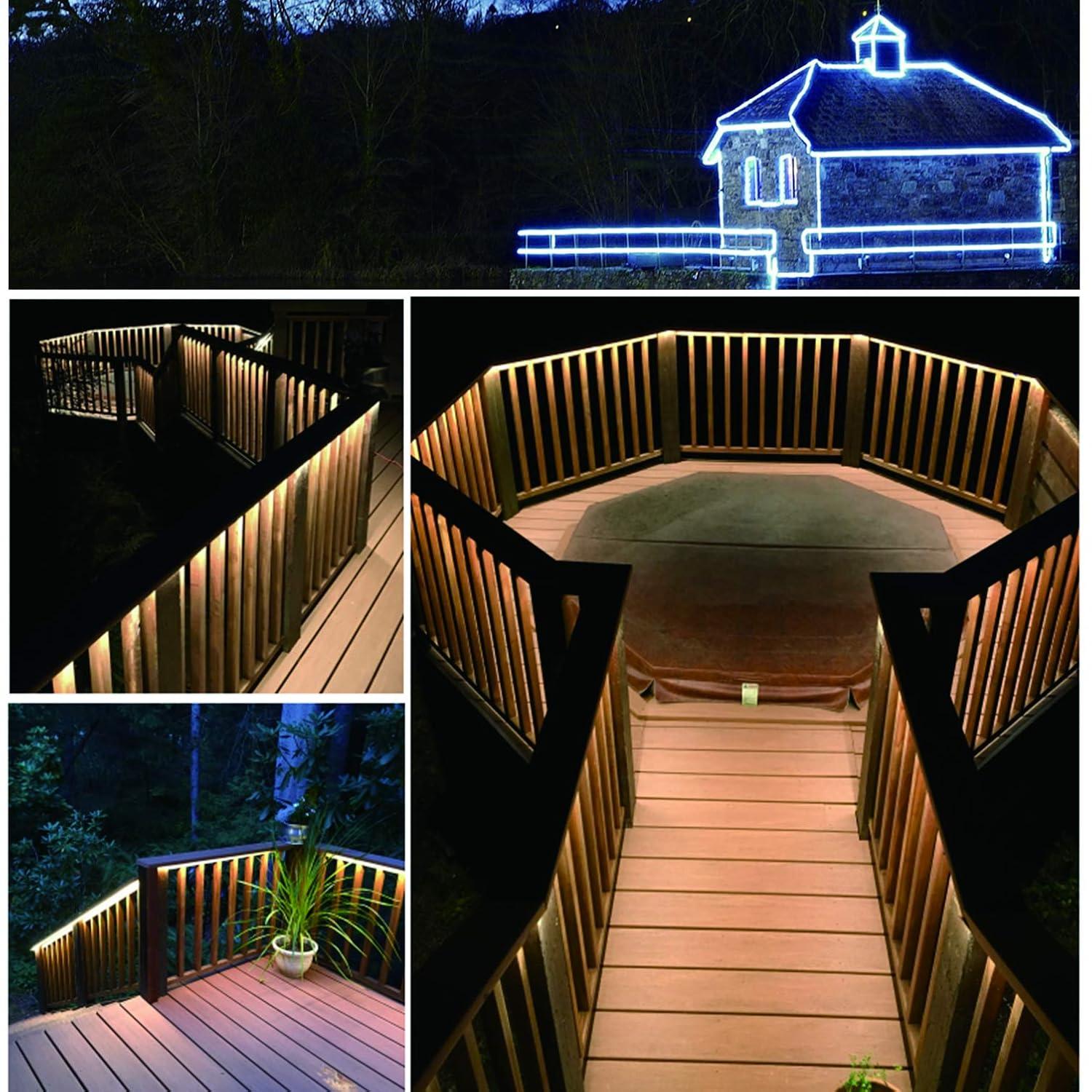 Led Strip Lights 16.4 Feet Outdoor Led Lights Waterproof 300 LEDs Flexible Led Light Strips Color Changing Music Sync RGB Rope Light with Remote Smart Led Lights for Bedroom Home Kitchen
