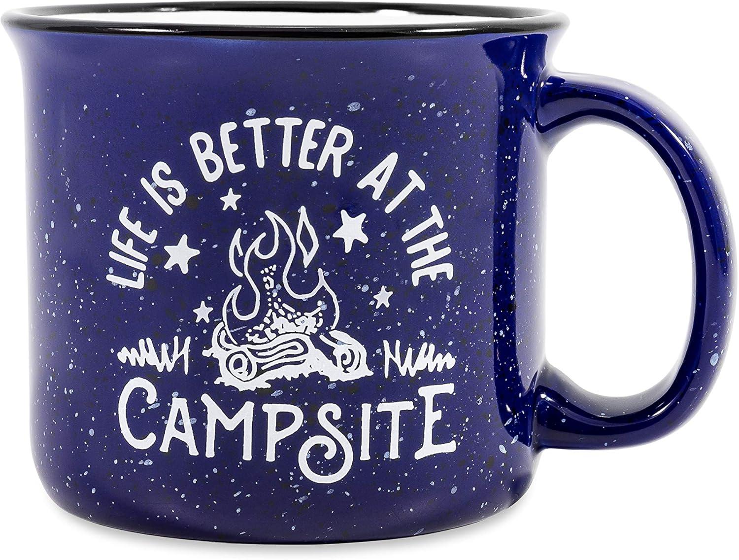 Life Is Better at The Campsite Mug Set - Multicolor, Ceramic, 14-ounces, 4-Pack (53357)