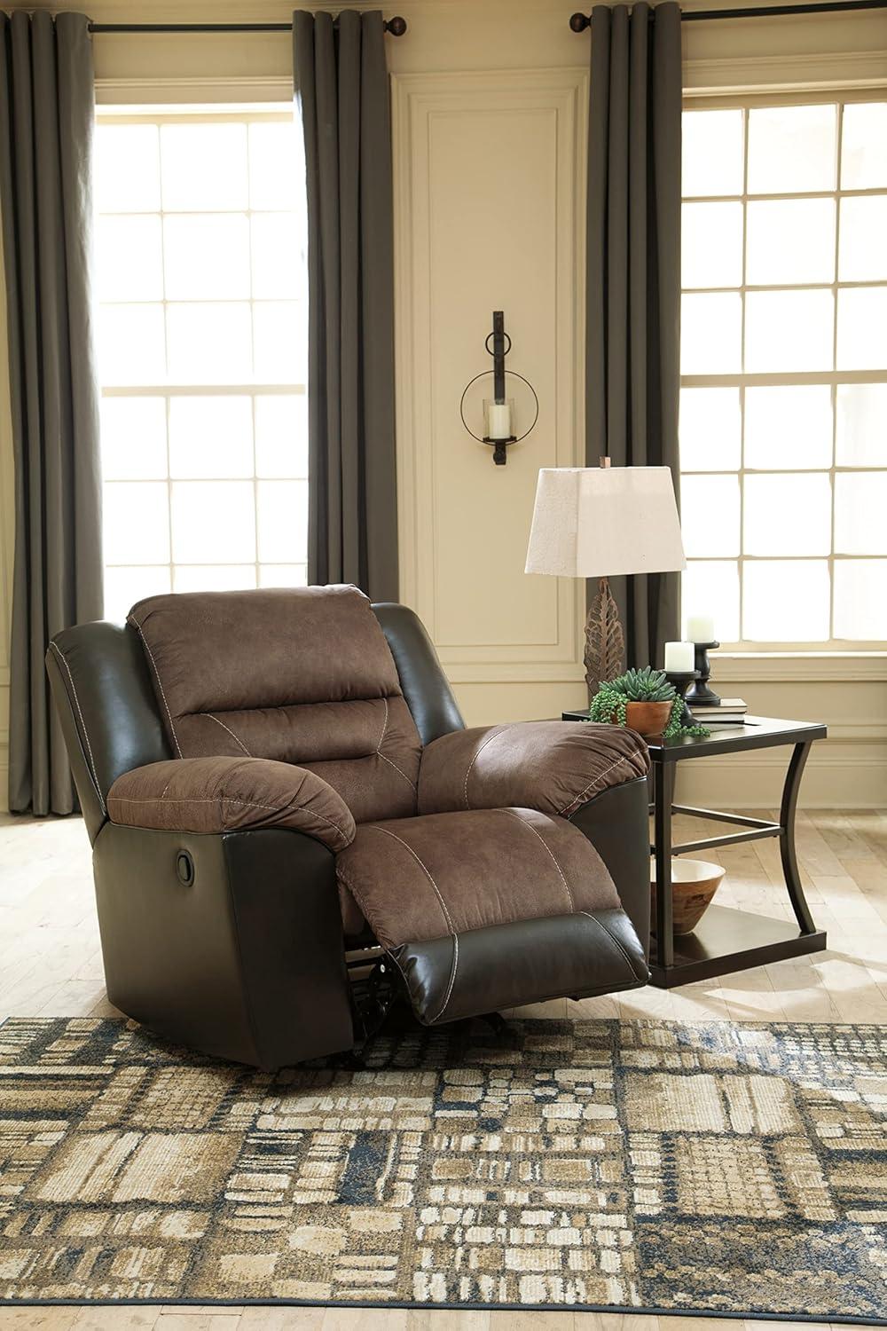 Contemporary 43'' Brown Faux Leather Rocker Recliner