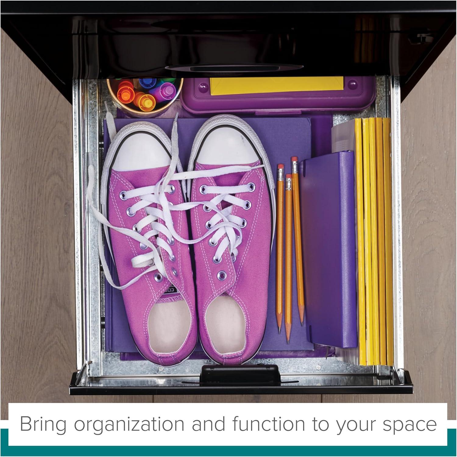 Space Solutions 3 Drawer Letter Width Vertical File Cabinet with Pencil Drawer, Black