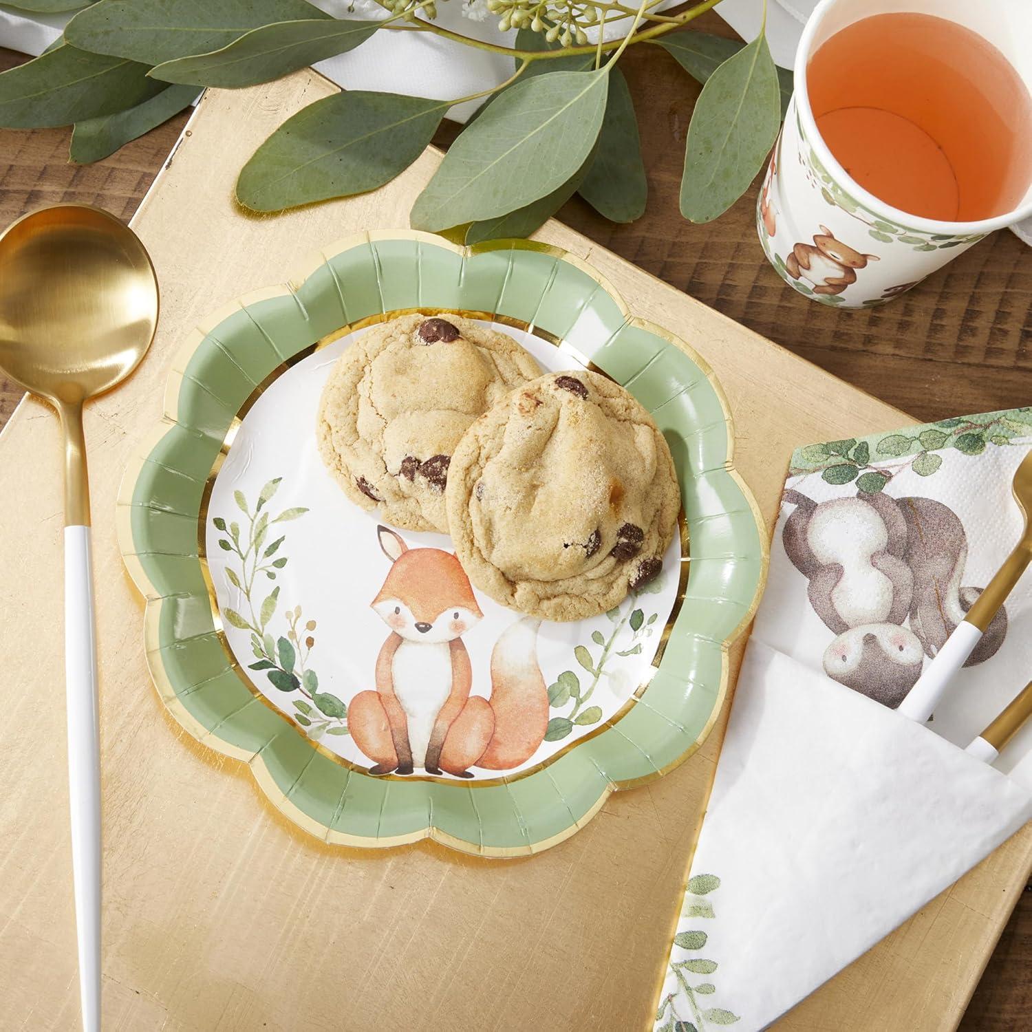 Kate Aspen Kate Aspen Woodland Baby Shower Decorations; 78-Piece Disposable Party Plates; Cups & Napkins Set for 16 Guests – Adorable Woodland Animals Theme, Table Decor; Birthday; Gender Neutral Party (Set of 78)