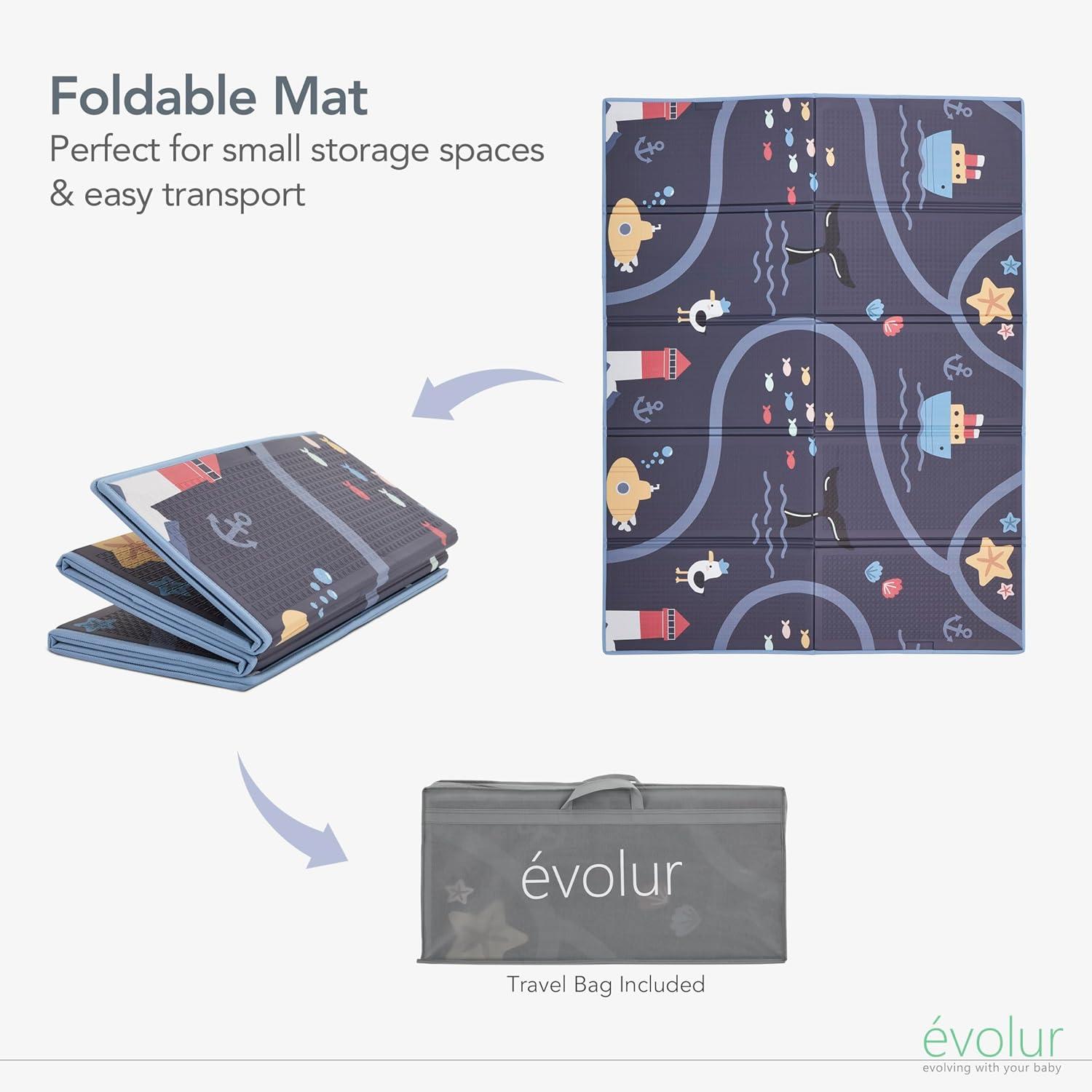 Evolur Cozycush Reversible Non-toxic Baby Kids Playmat|| Foldable Large Thick Foam Crawling Playmats For Toddlers|waterproof Portable Playmat For Babies | Yoga/picnic/game Mat|indoor/outdoor