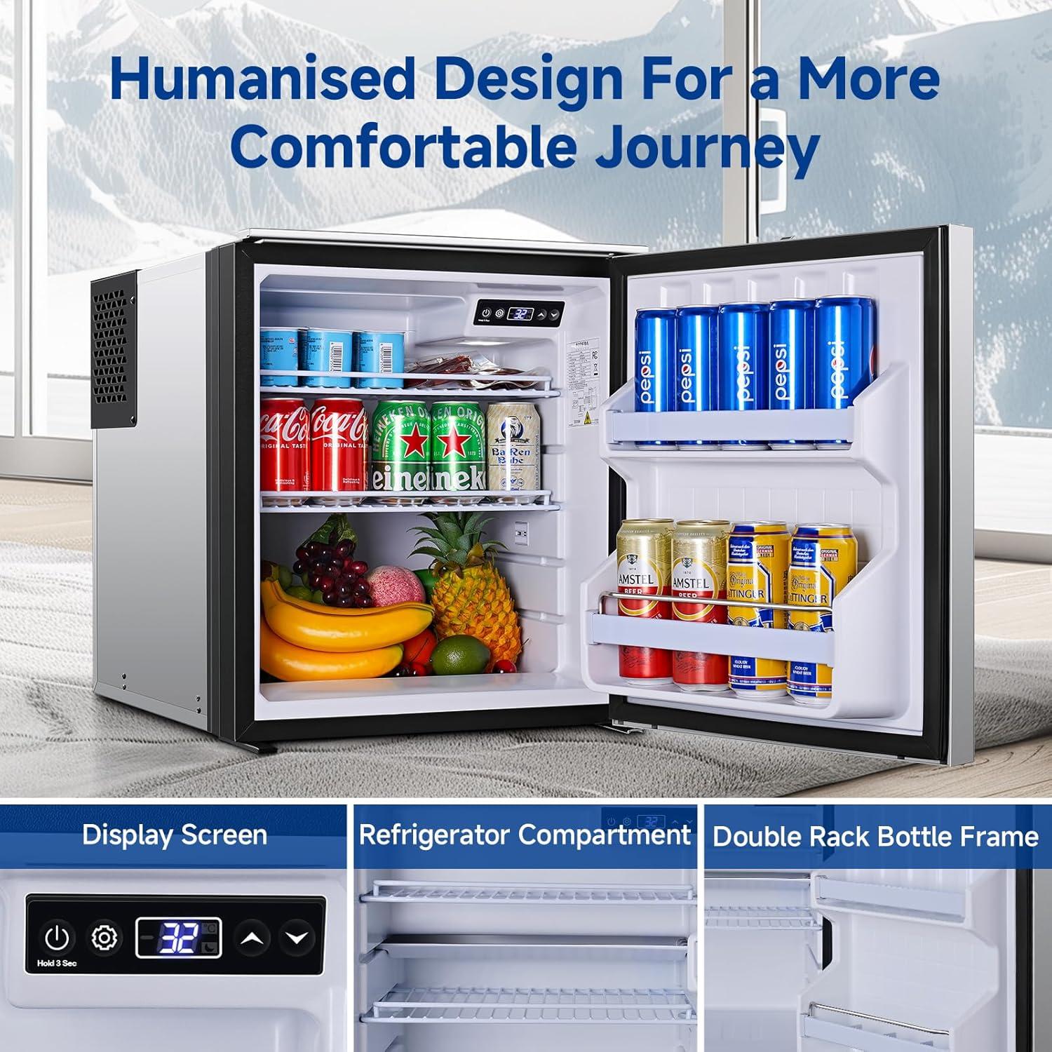 1.6 cu.ft. 45L RV Fridge and Freezer, Car Refrigerator with Lock, (-4℉-46℉) Outdoor Refrigerator in Black