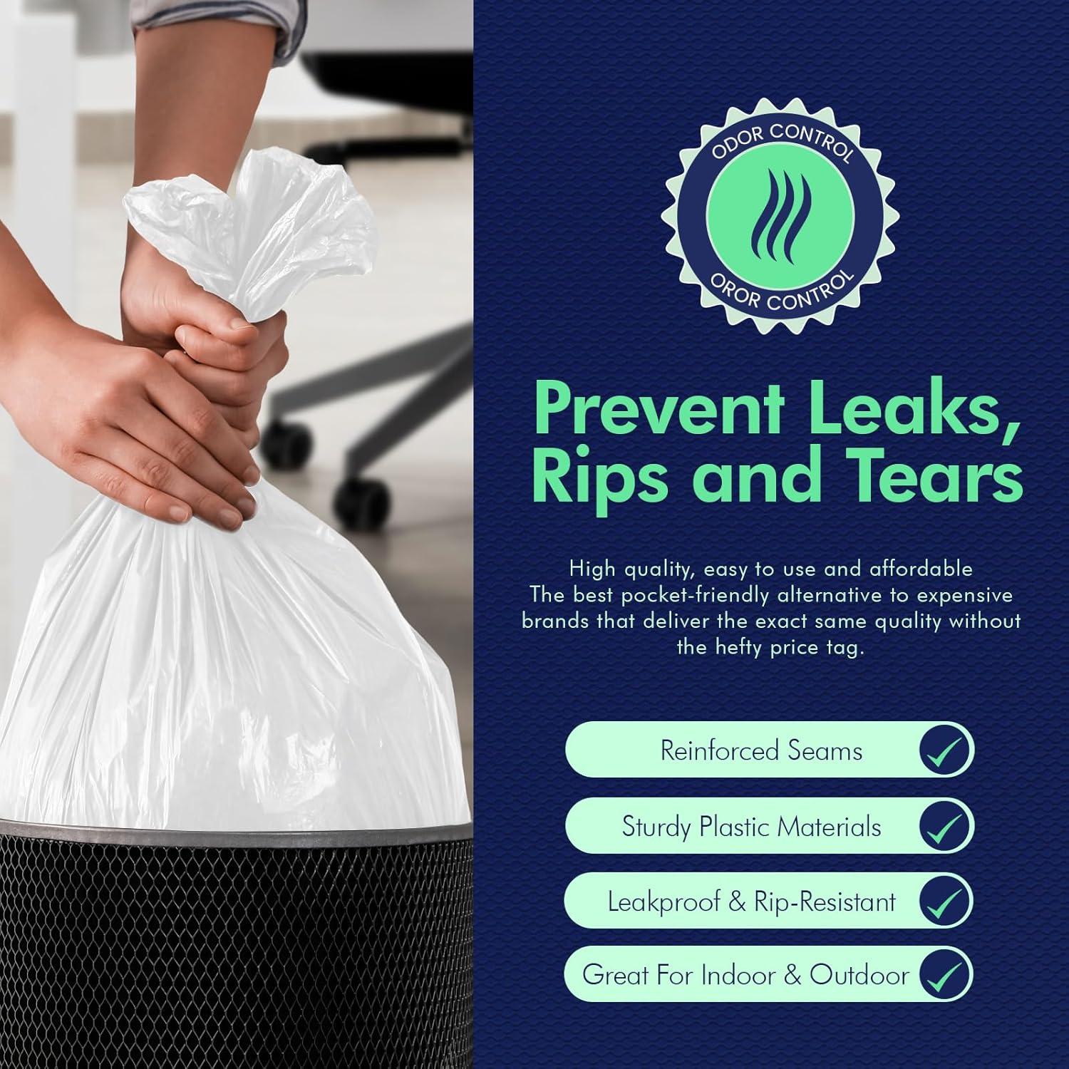 PAMI Small Trash Bags Strong Multipurpose Trash Can Plastic Garbage Bags, 4 gal White 100-Pack
