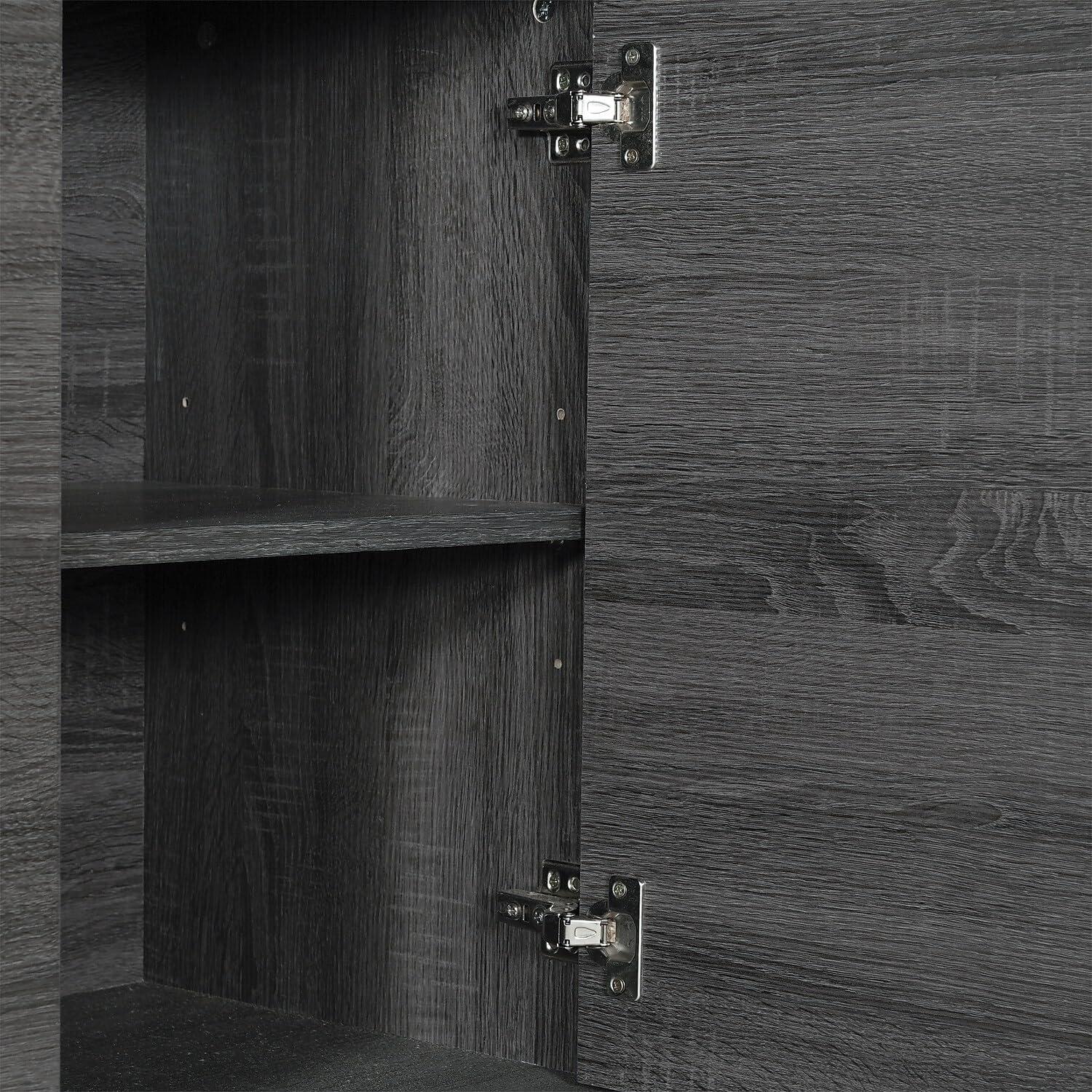 Flash Furniture 60" Buffet Cabinet with 4 Soft Close Doors and Adjustable Shelves - Black Wash